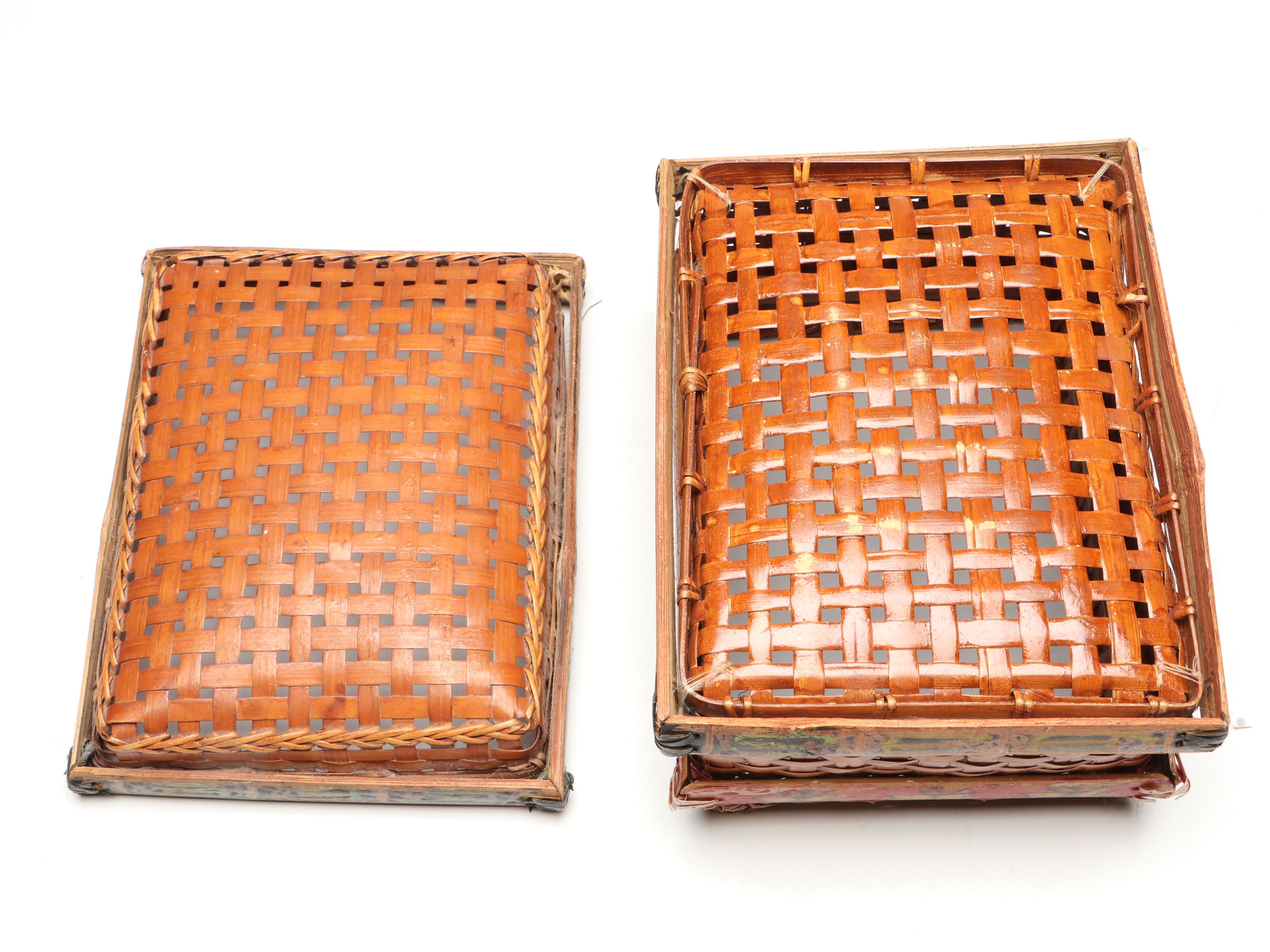 Alpine Souvenir Pointed Hiking Stick with Polychrome Woven Box and Birdcage