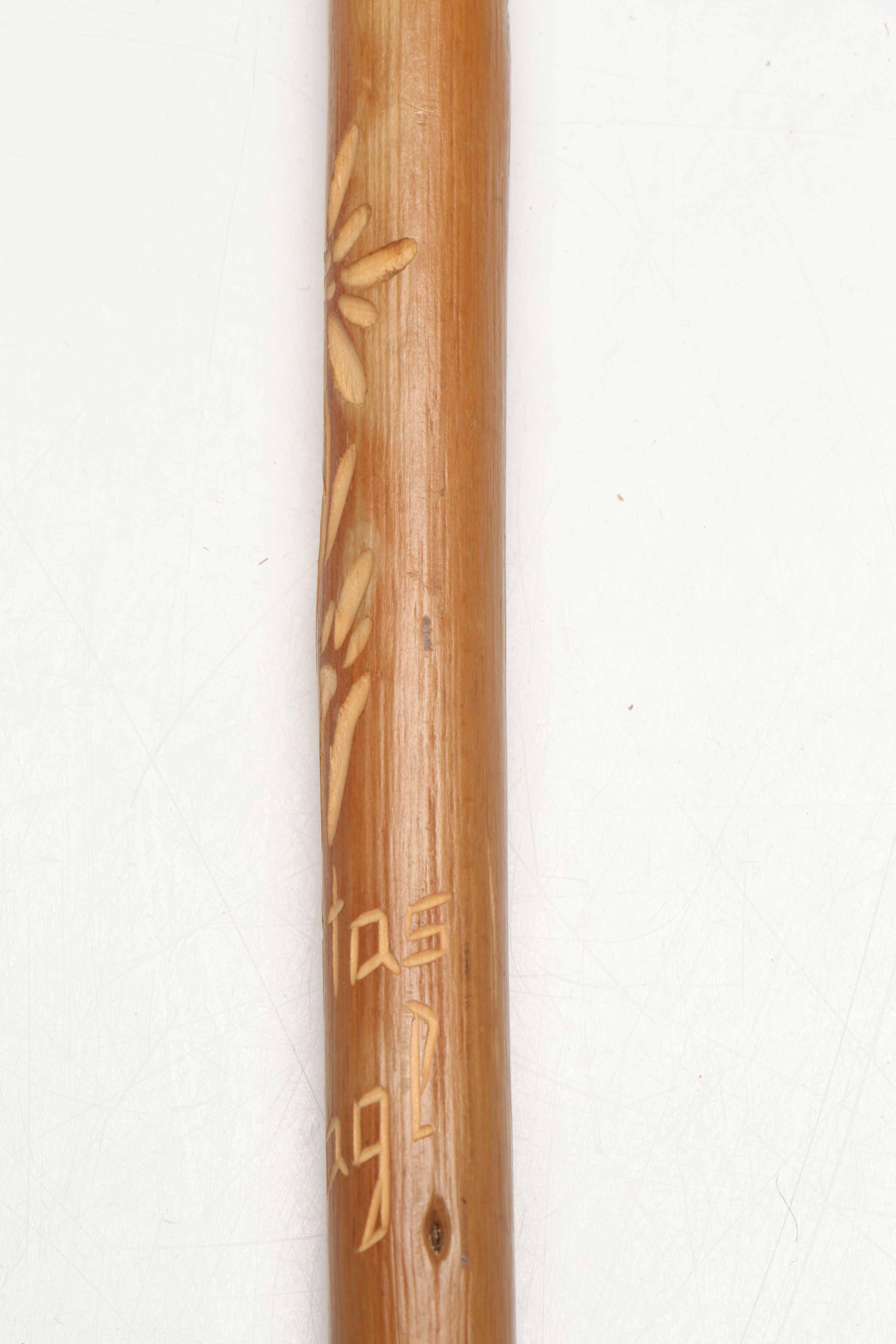 Alpine Souvenir Pointed Hiking Stick with Polychrome Woven Box and Birdcage