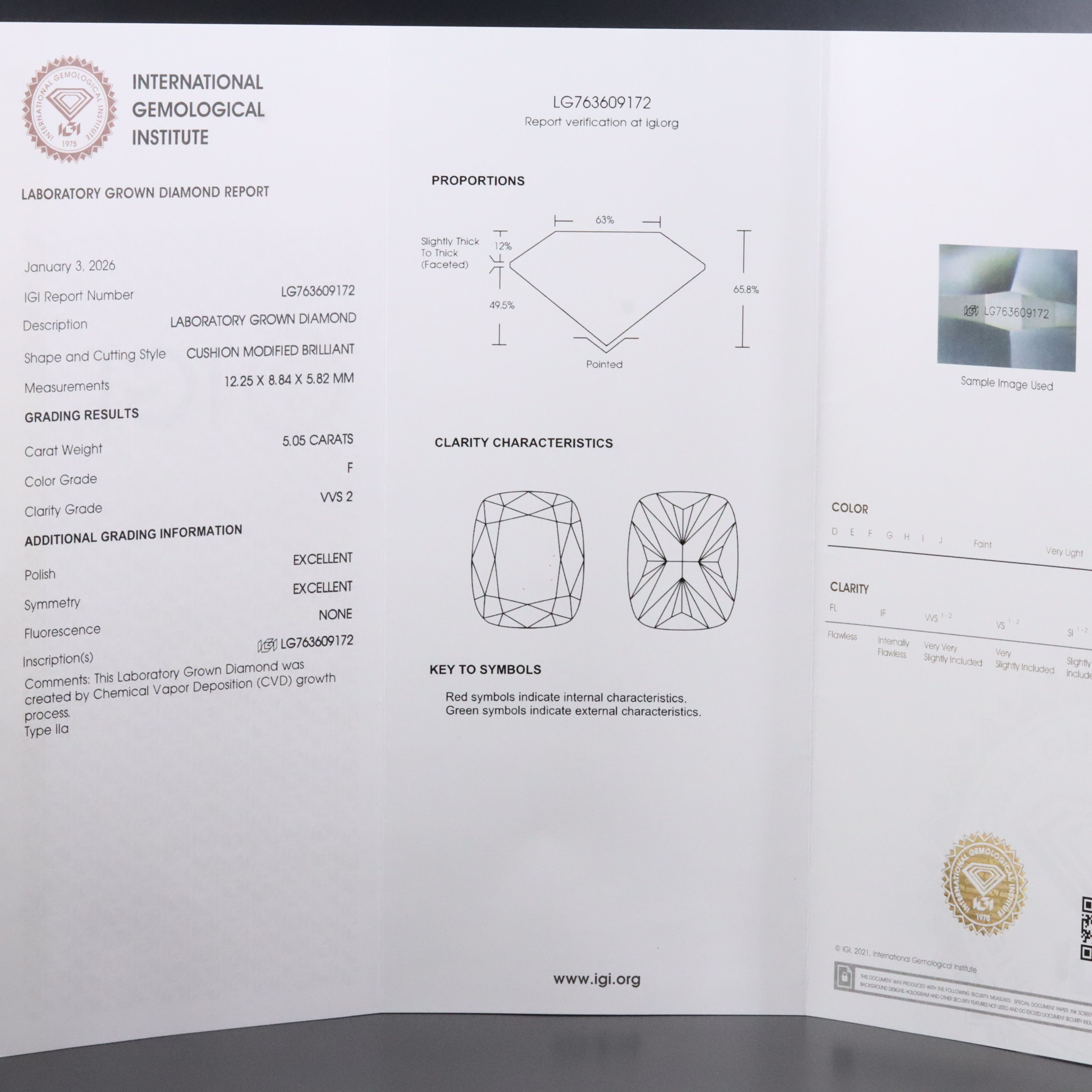 14K 5.23 CTW Lab Grown Diamond Ring with IGI Report