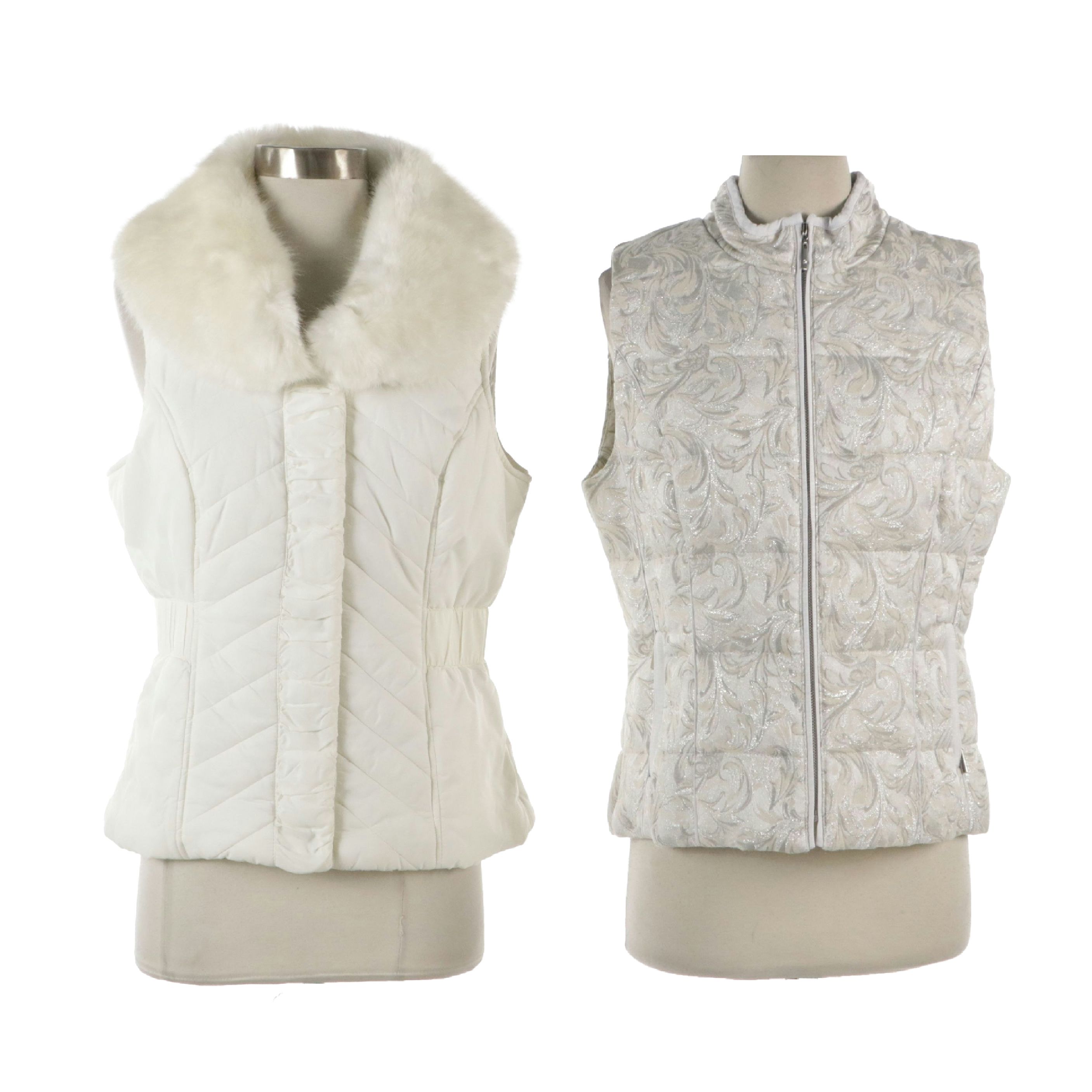 White House Black Market Zip Vest and Vest with Removable Faux Fur Collar