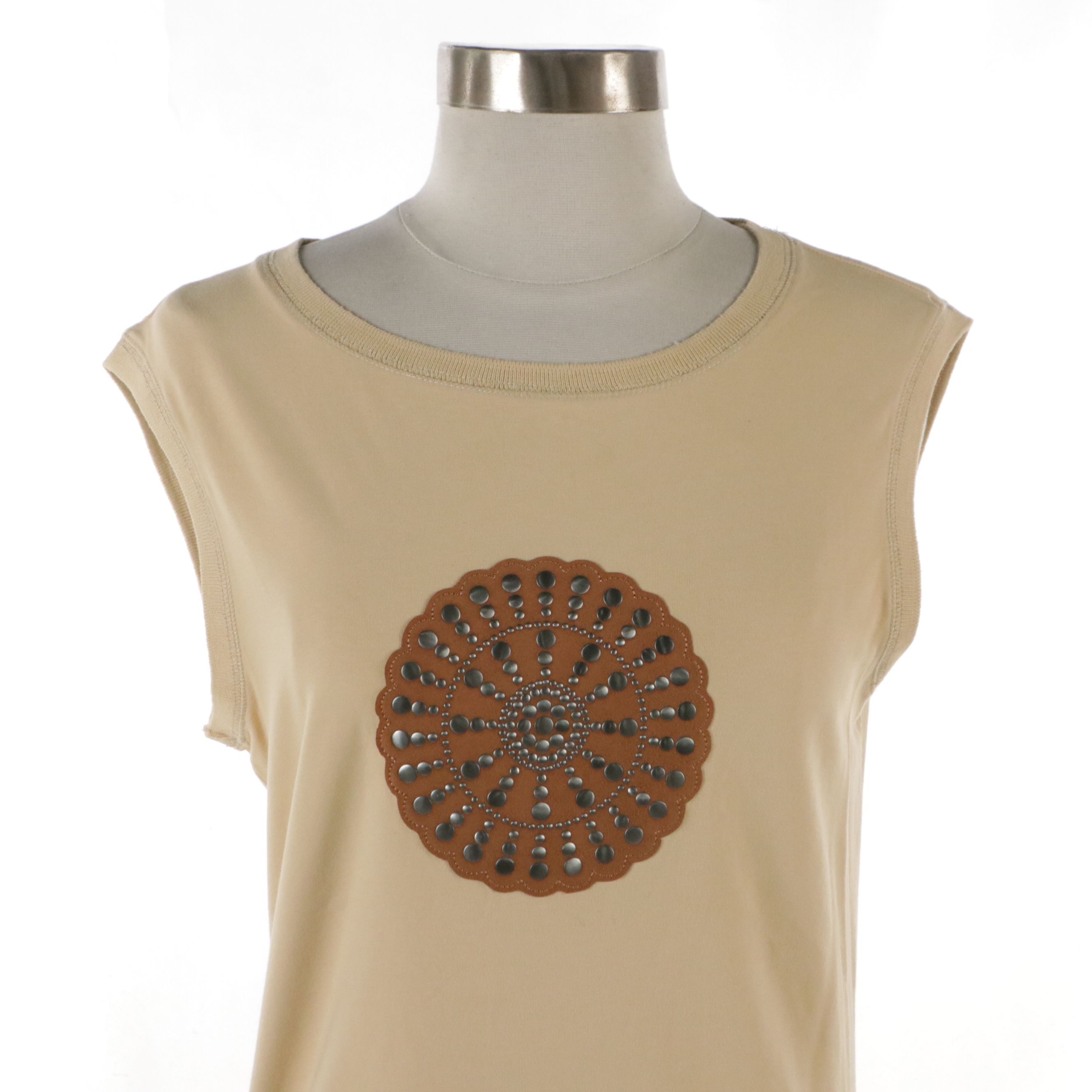 Escada Embellished Cotton Tank Top and Lace Printed Silk Blouse, With Tag