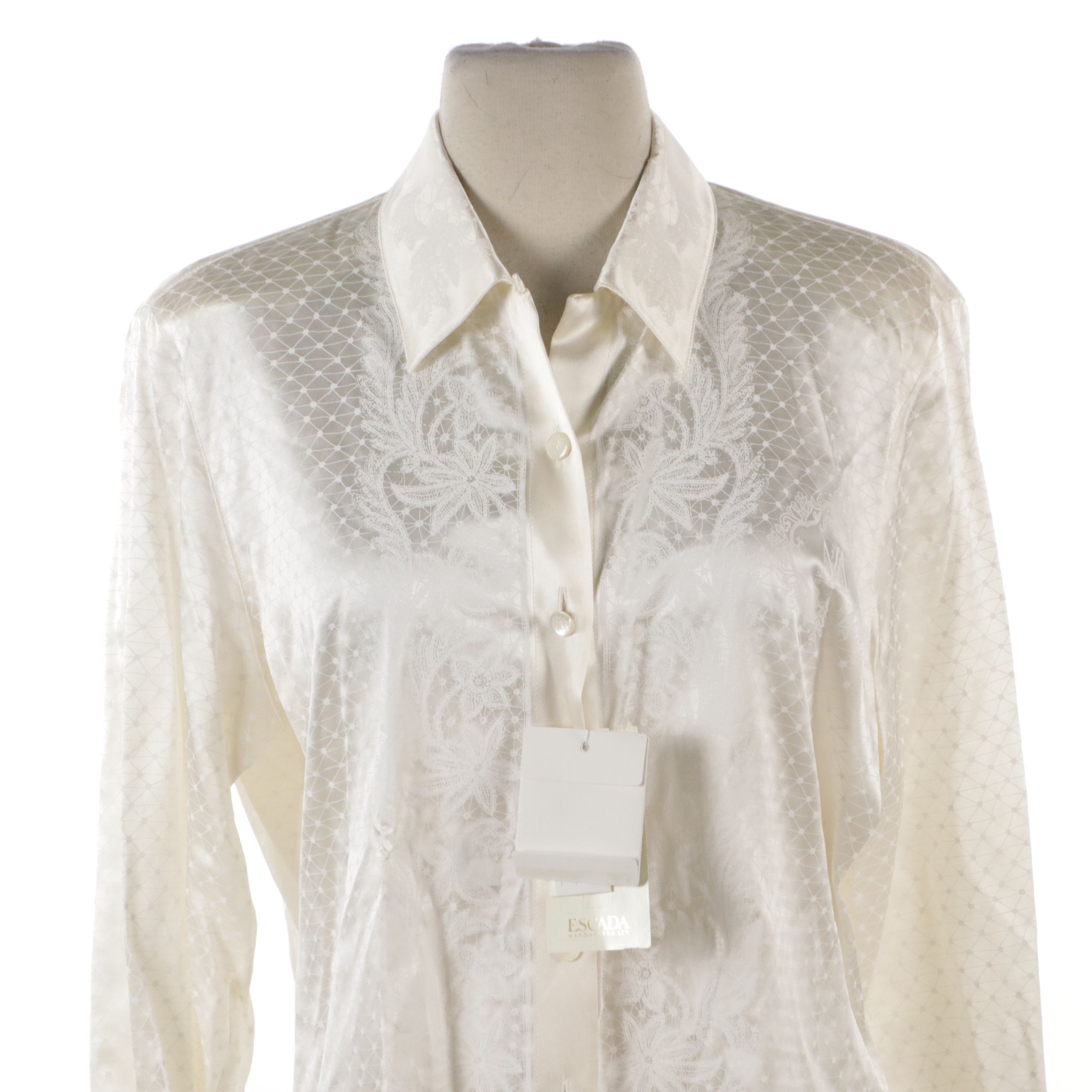 Escada Embellished Cotton Tank Top and Lace Printed Silk Blouse, With Tag