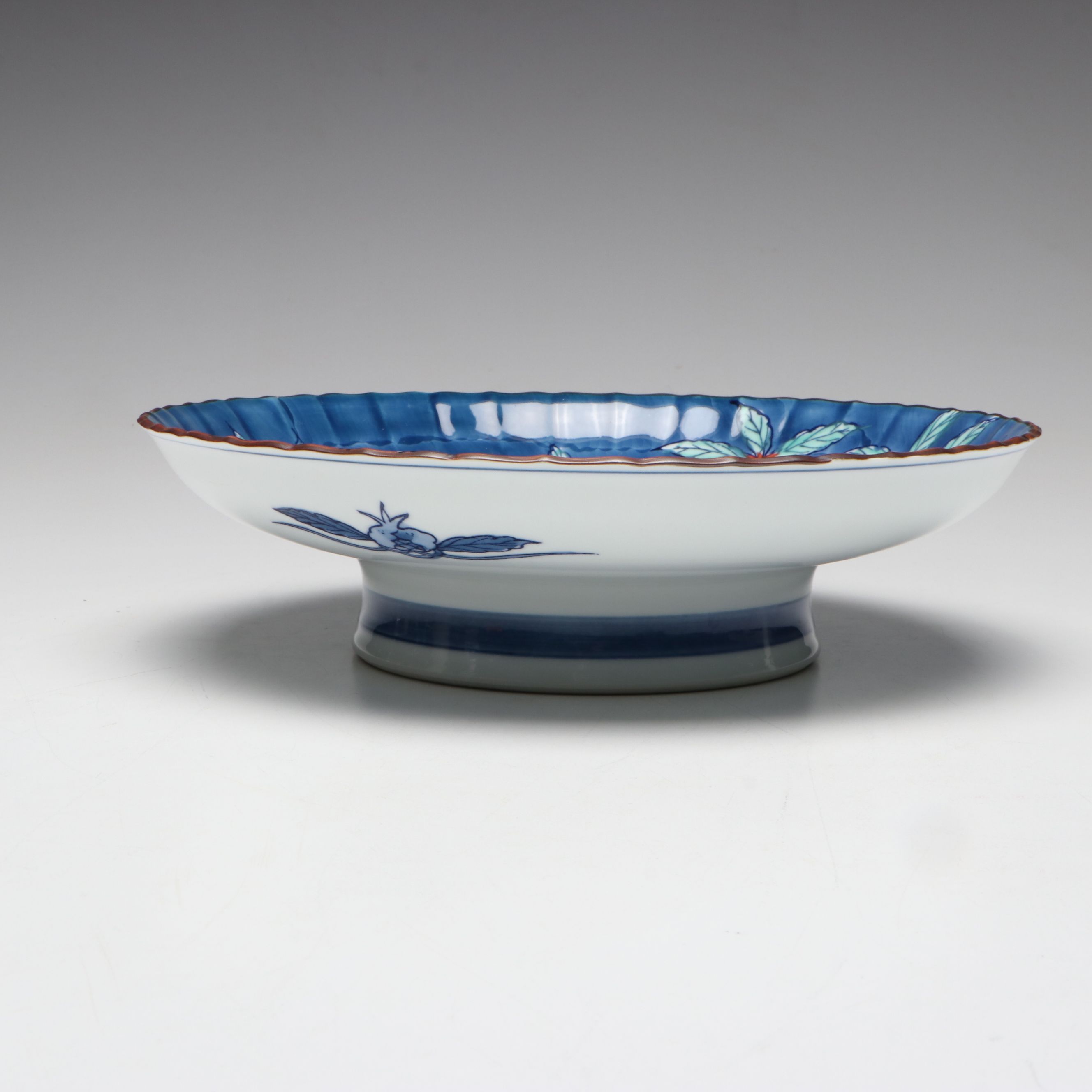 Japanese Hand-Decorated Ceramic Pomegranate Tray