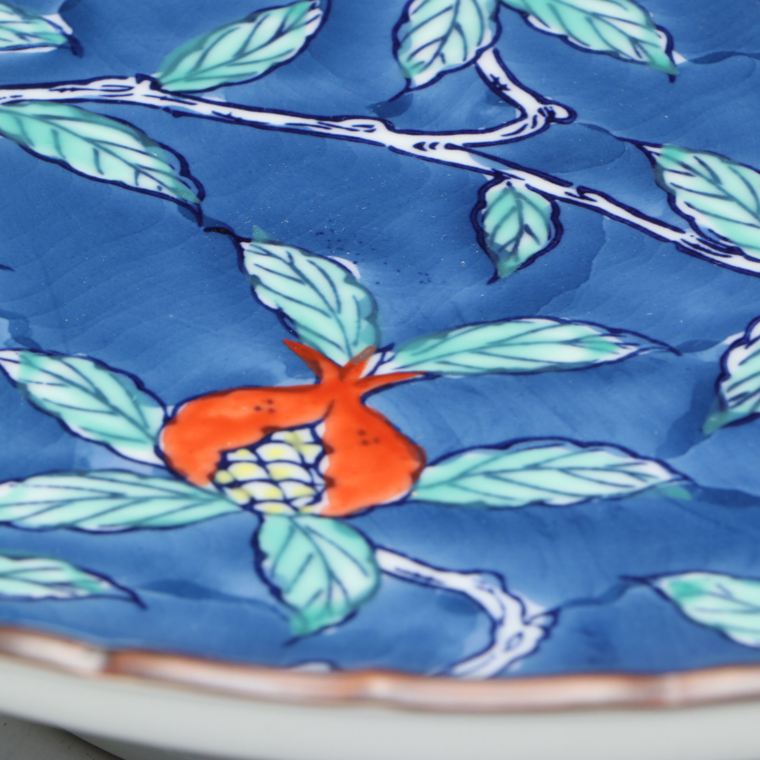 Japanese Hand-Decorated Ceramic Pomegranate Tray
