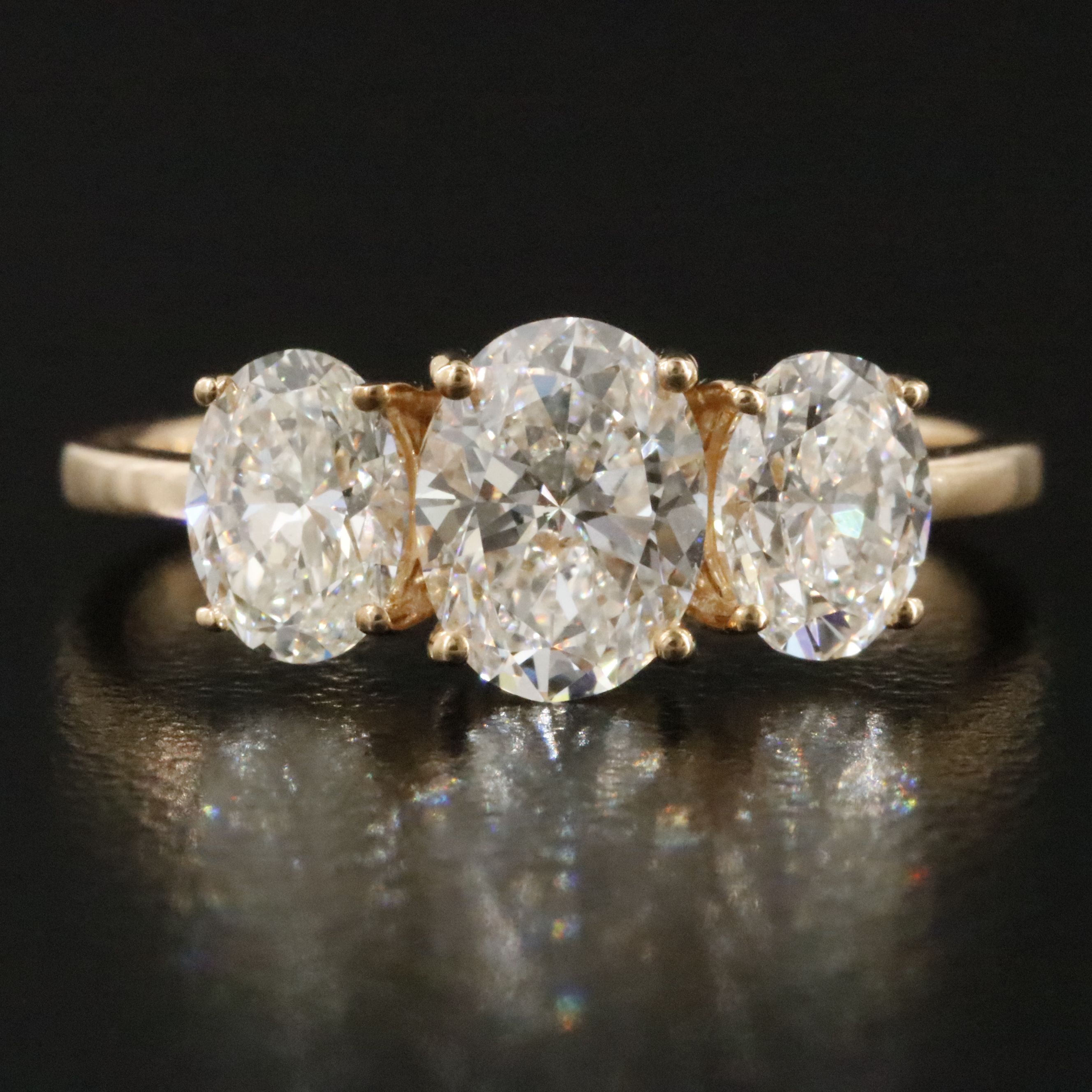 18K 1.91 CTW Diamond Three Stone Ring with GIA Reports
