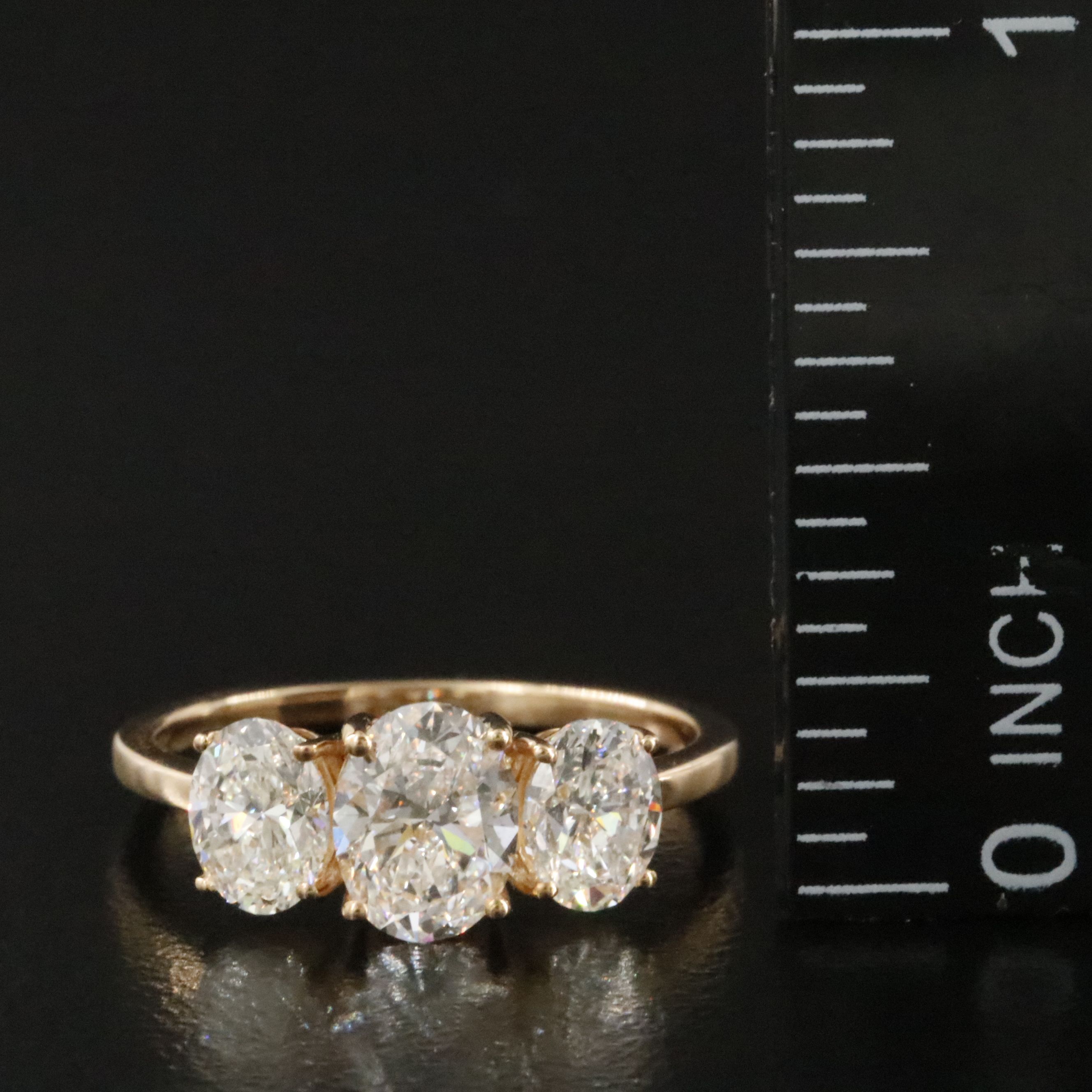 18K 1.91 CTW Diamond Three Stone Ring with GIA Reports
