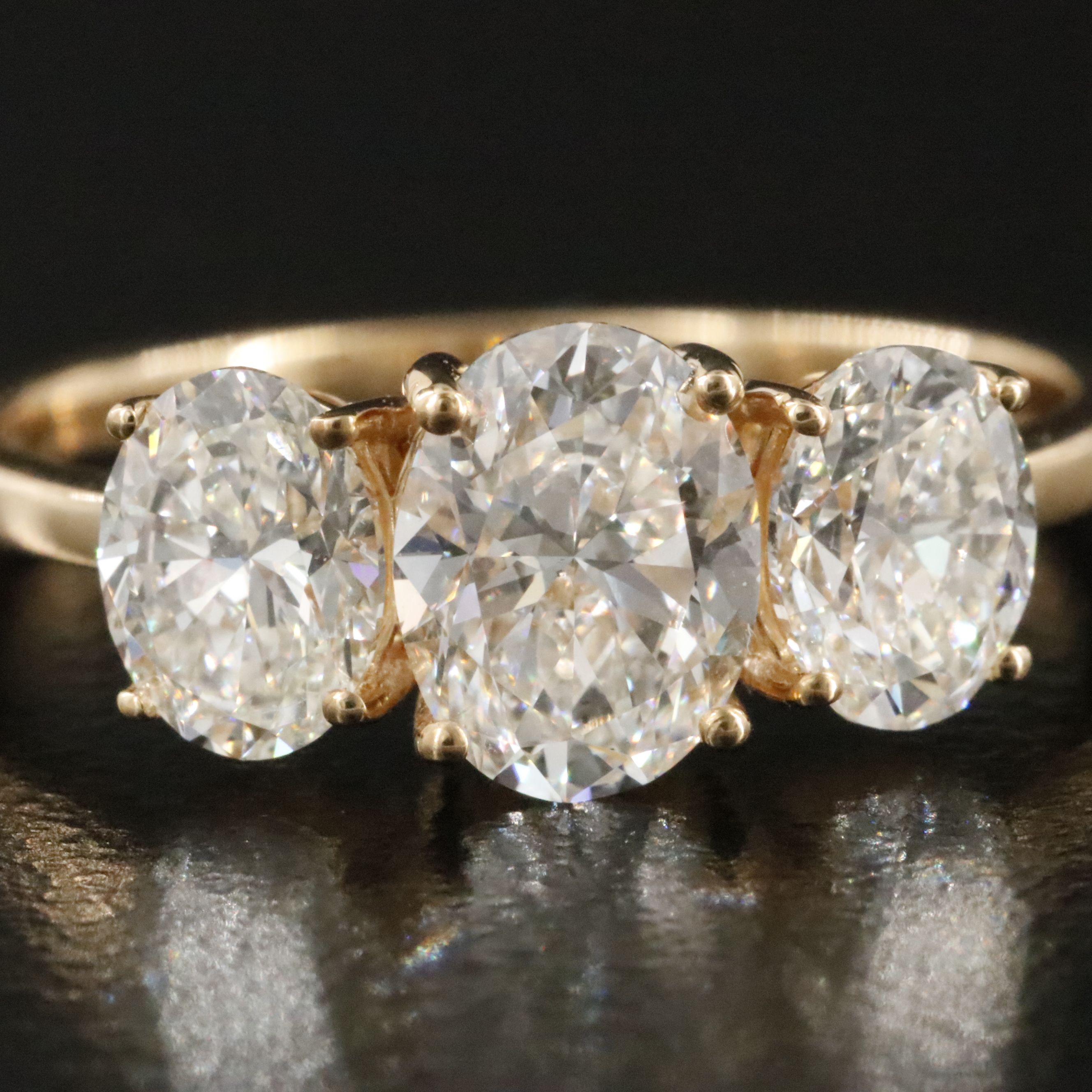 18K 1.91 CTW Diamond Three Stone Ring with GIA Reports