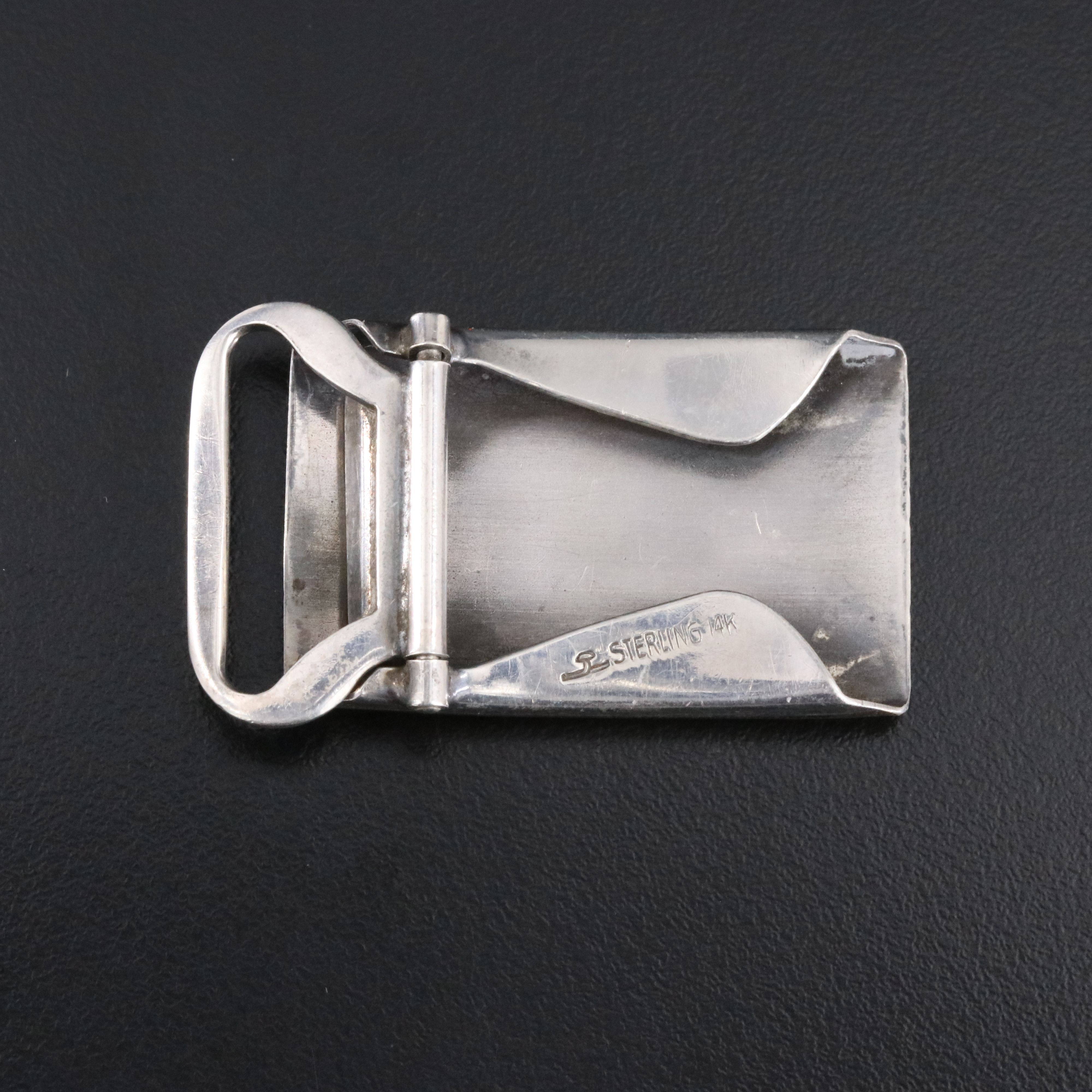 Sterling Belt Buckle with 14K Front