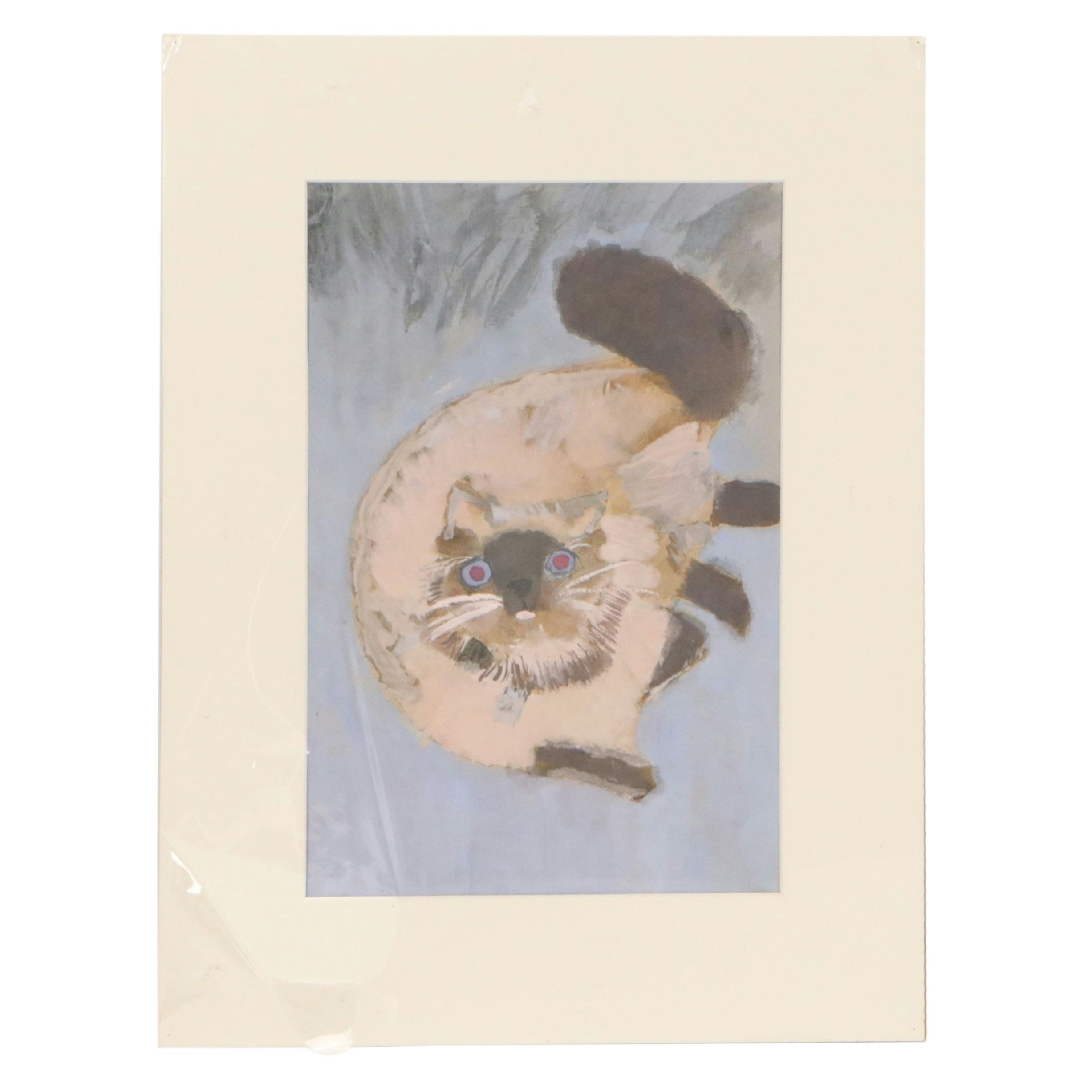 Student Tempera Painting "My Cat Muffet" from SCPA, 1980s