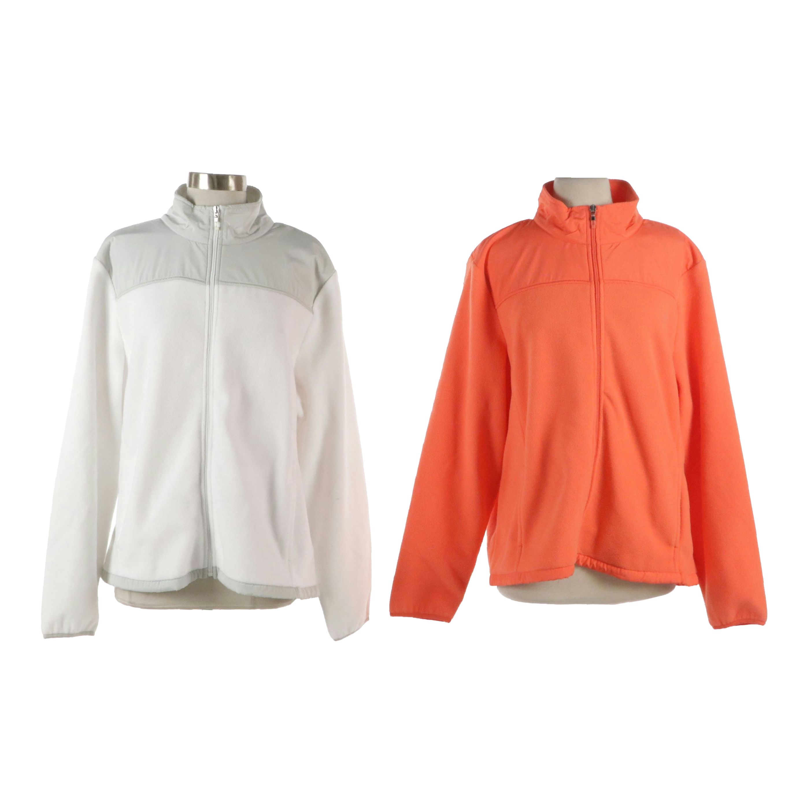 Izod White and Neon Orange Zipper Front Jackets, With Tags