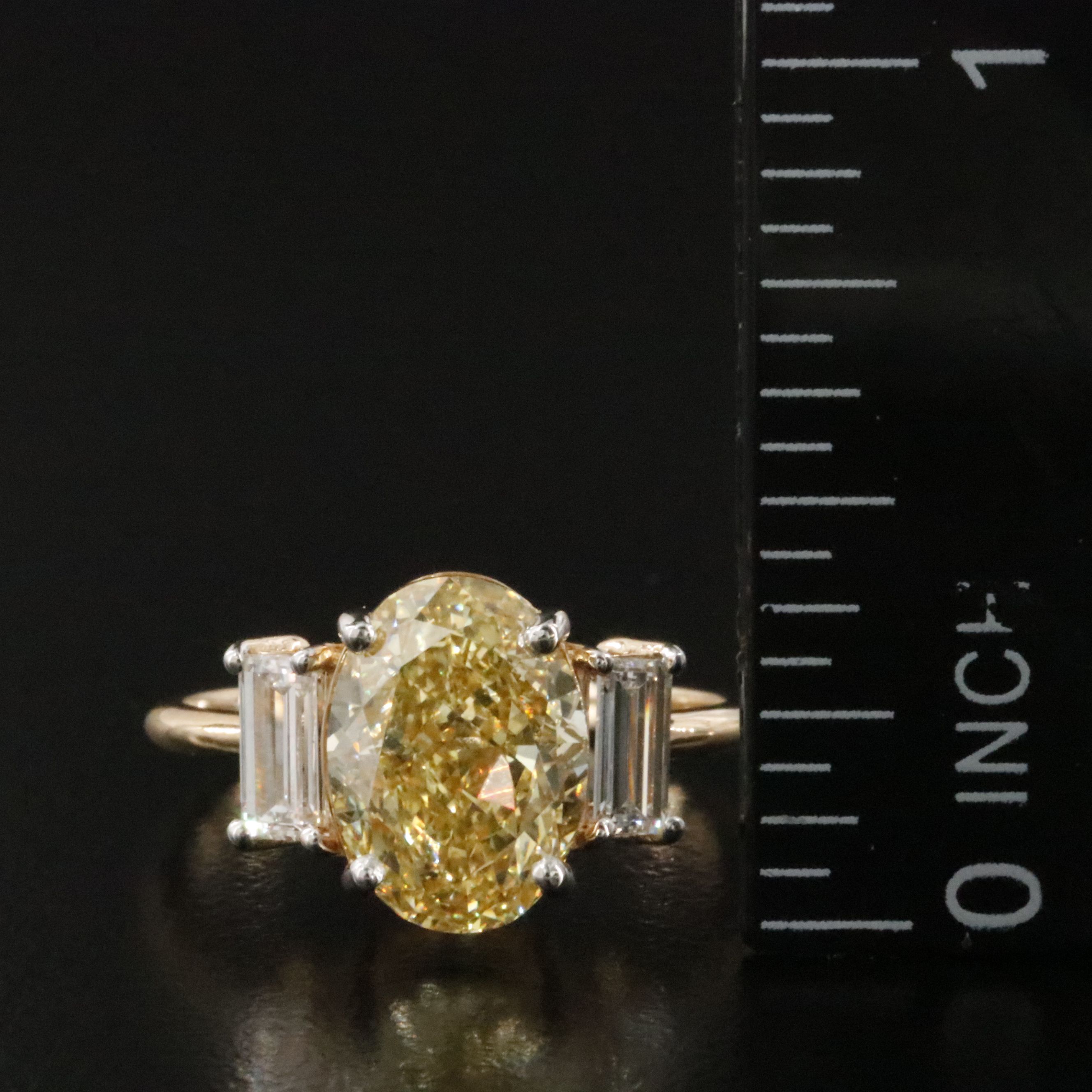 18K 3.59 CTW Lab Grown Diamond Ring w/ IGI Report & Fancy Intense Yellow Center