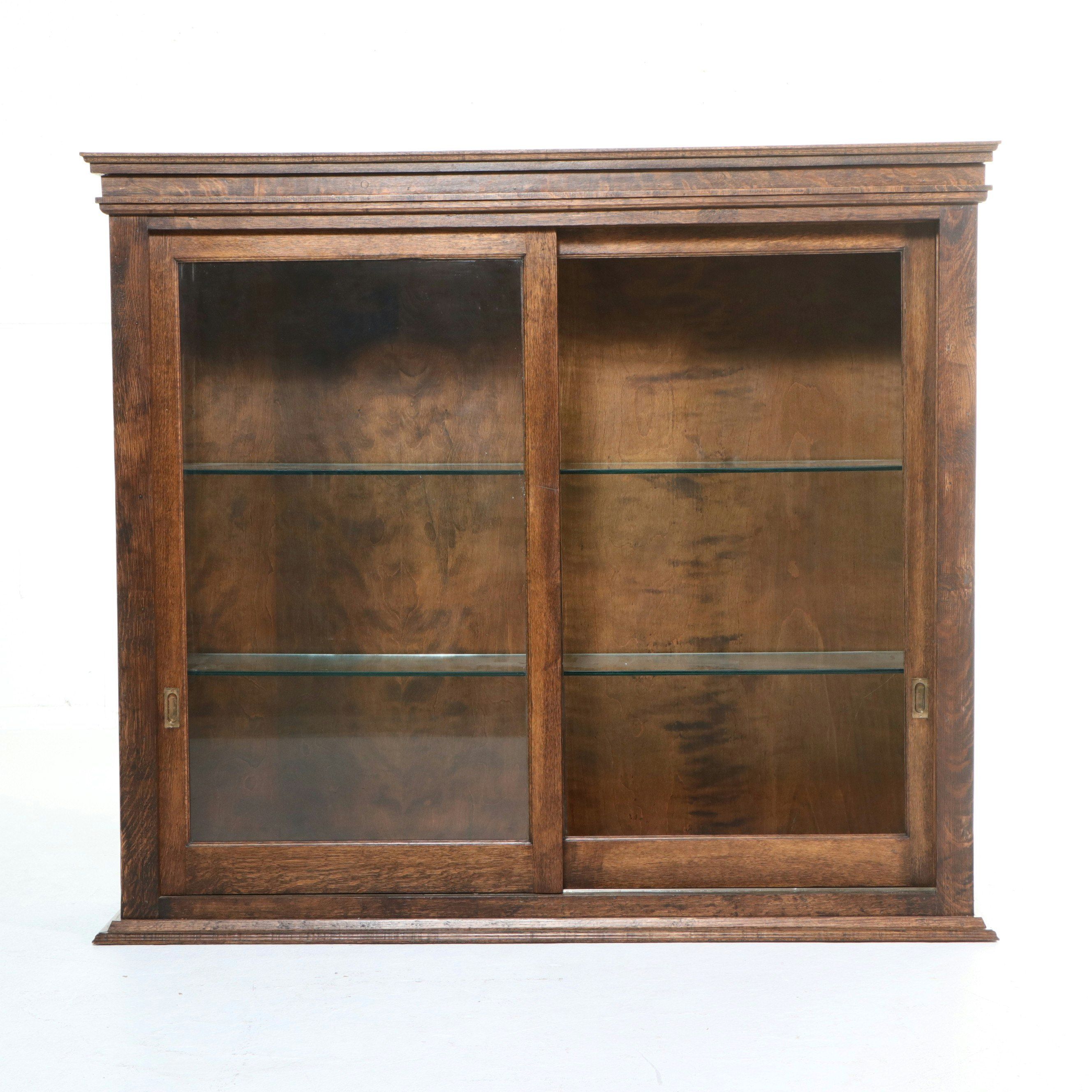 Federal Style Oak China Cabinet, Late 20th Century