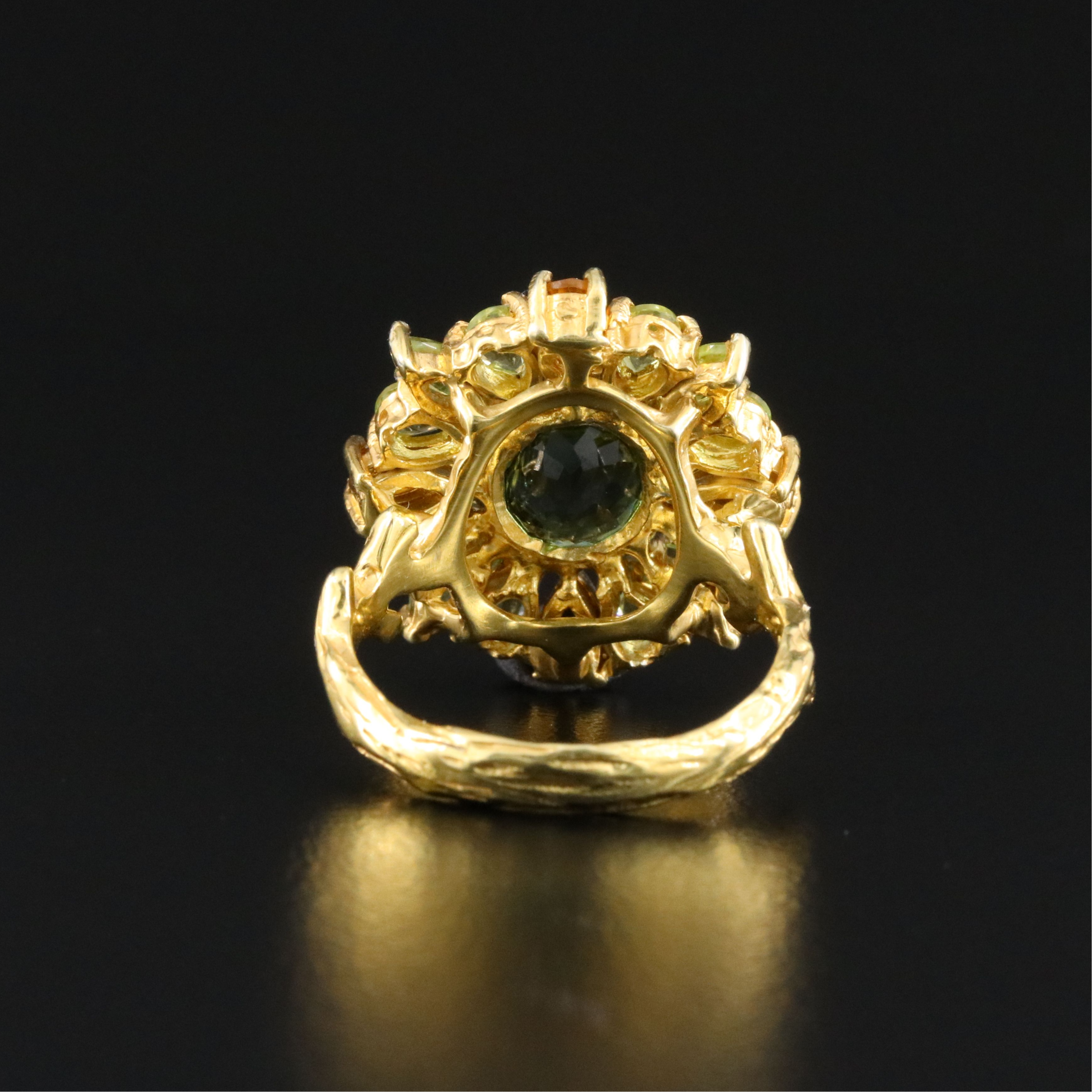 Sterling Tourmaline and Peridot Ring