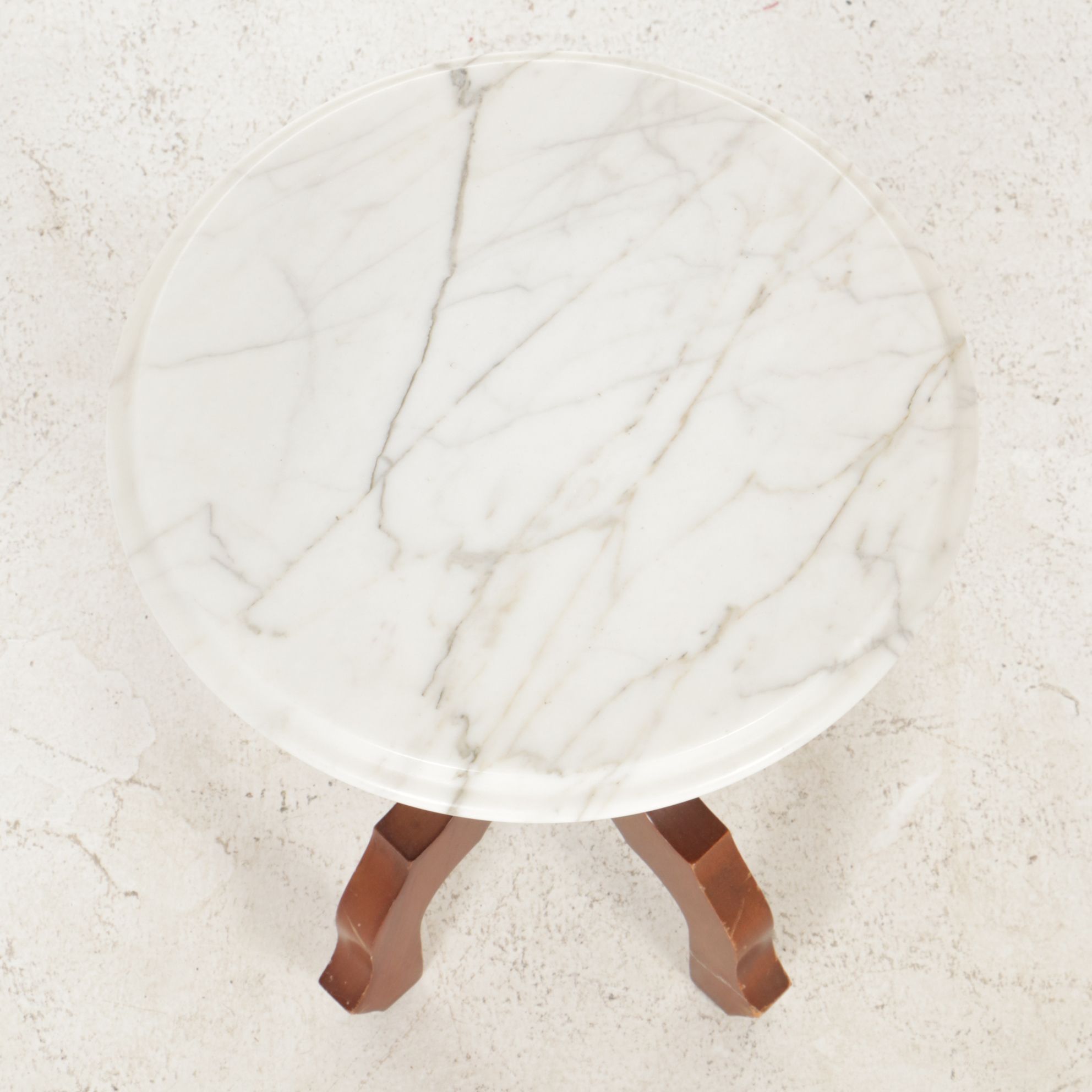 Victorian Parlor Style Marble-Top Coffee Table & Plant Stand