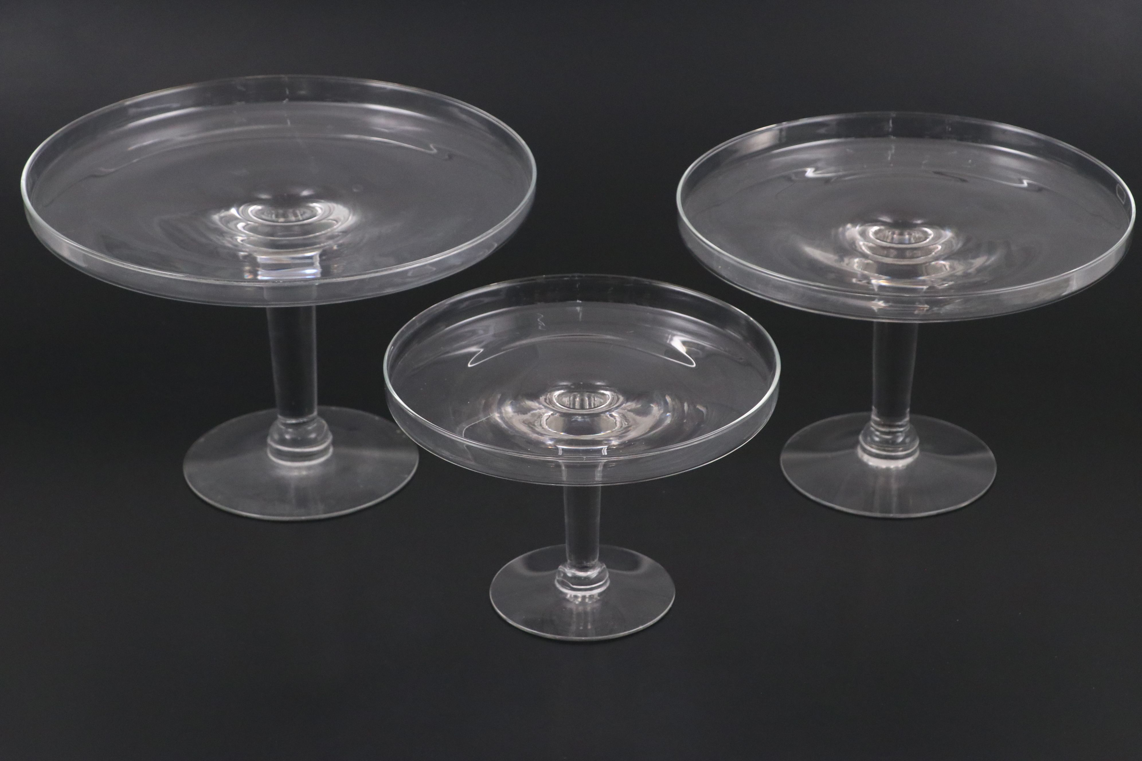 Oneida "French Chocolate" Stoneware Canape Plates with Glass Bowls and Stands