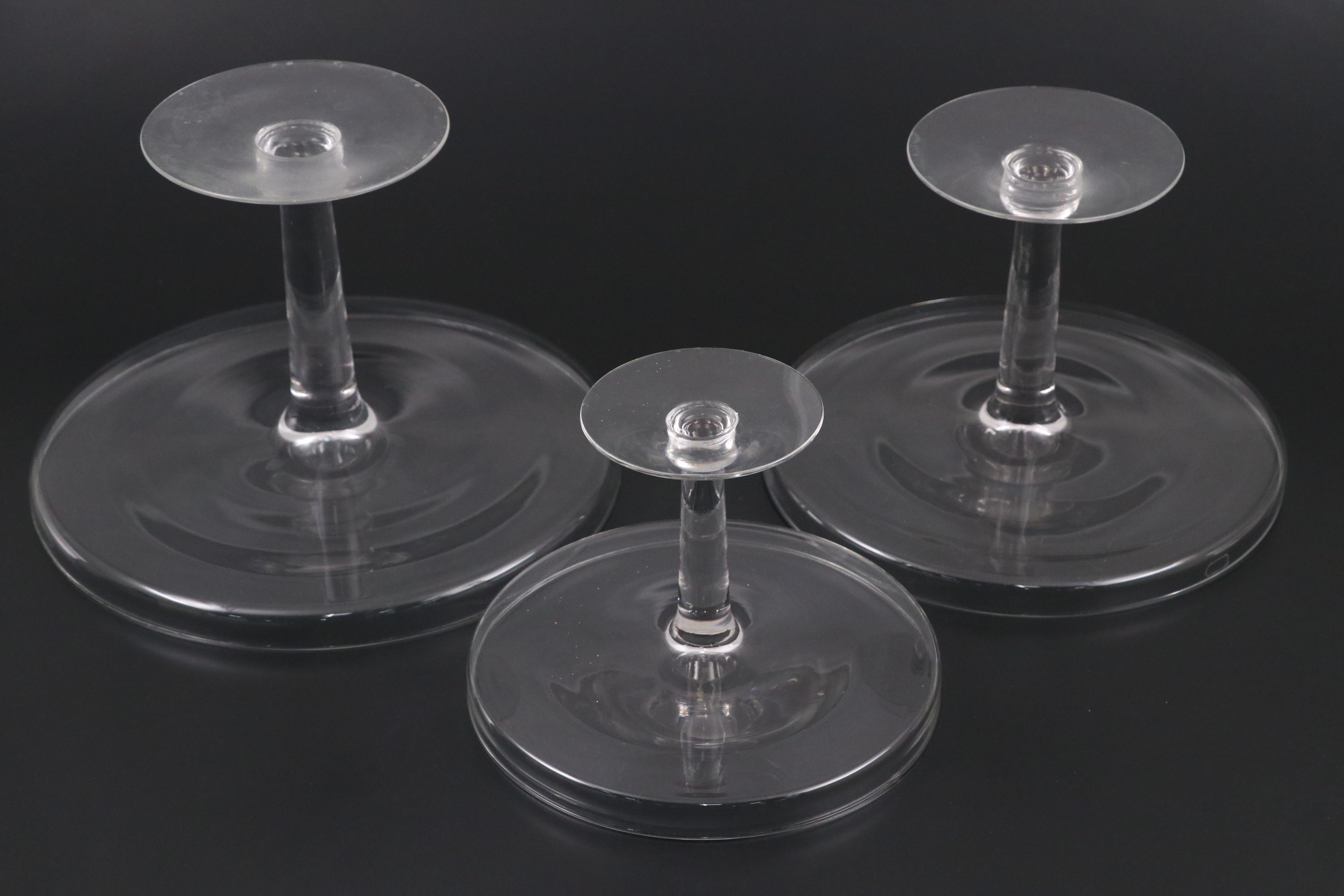 Oneida "French Chocolate" Stoneware Canape Plates with Glass Bowls and Stands