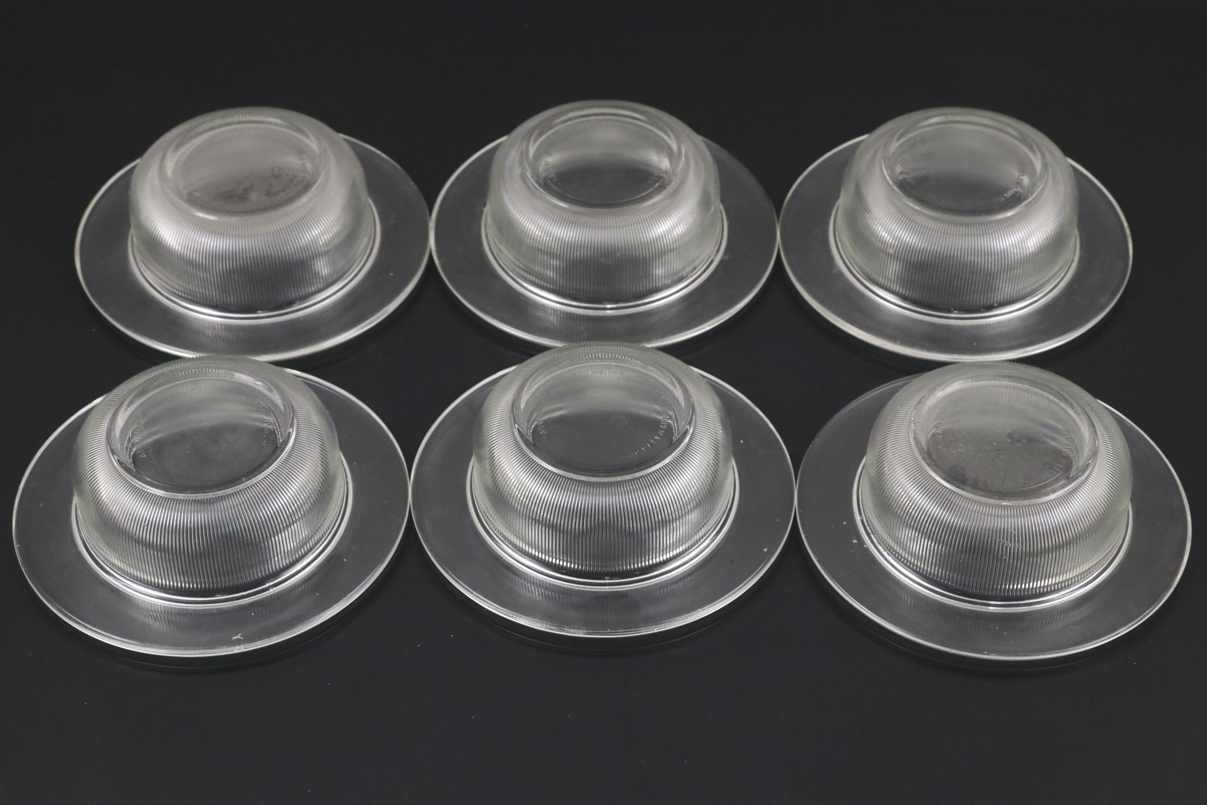 Oneida "French Chocolate" Stoneware Canape Plates with Glass Bowls and Stands