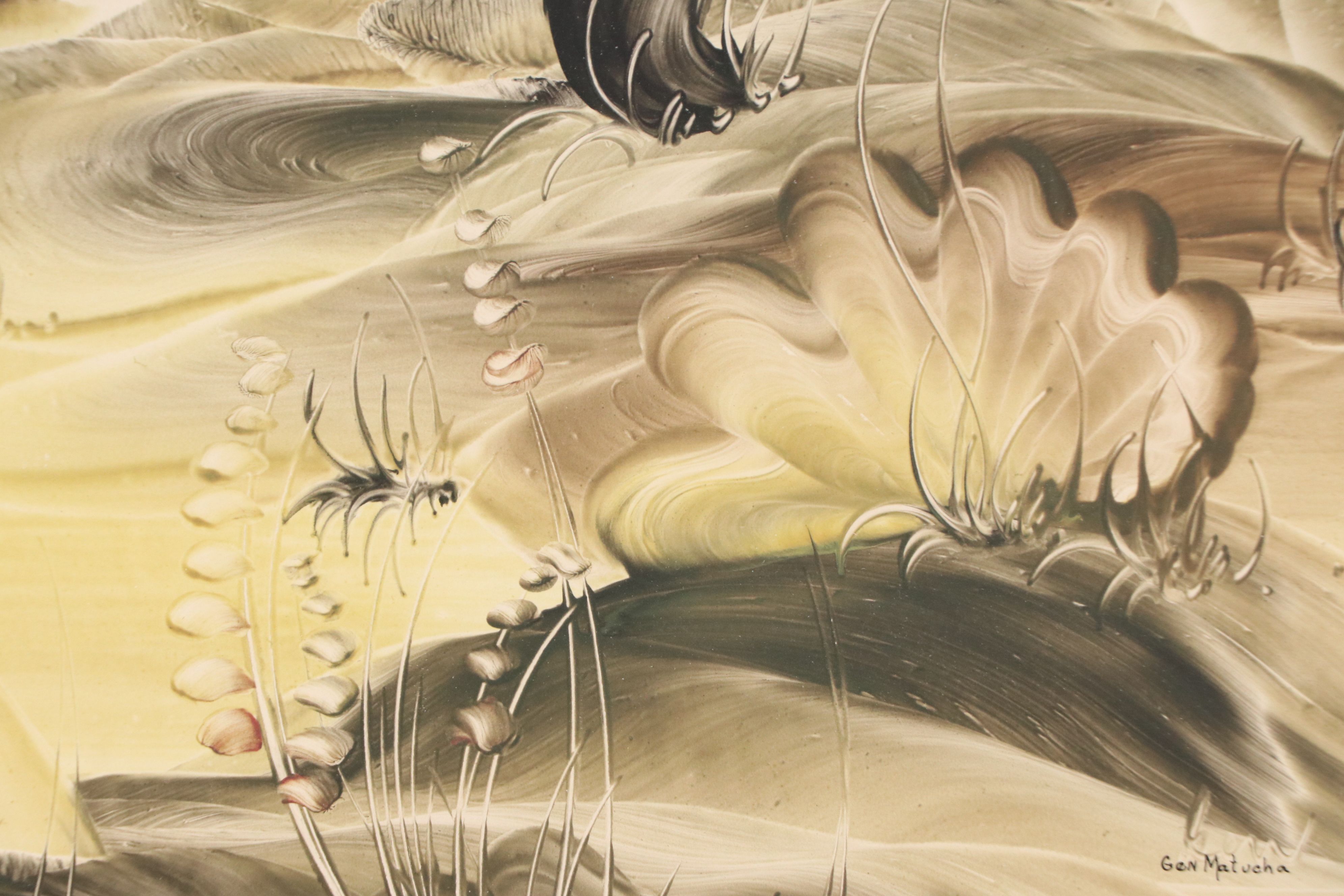 Genevieve Matucha Acrylic Painting of Woman in Landscape, Mid to Late 20th C.