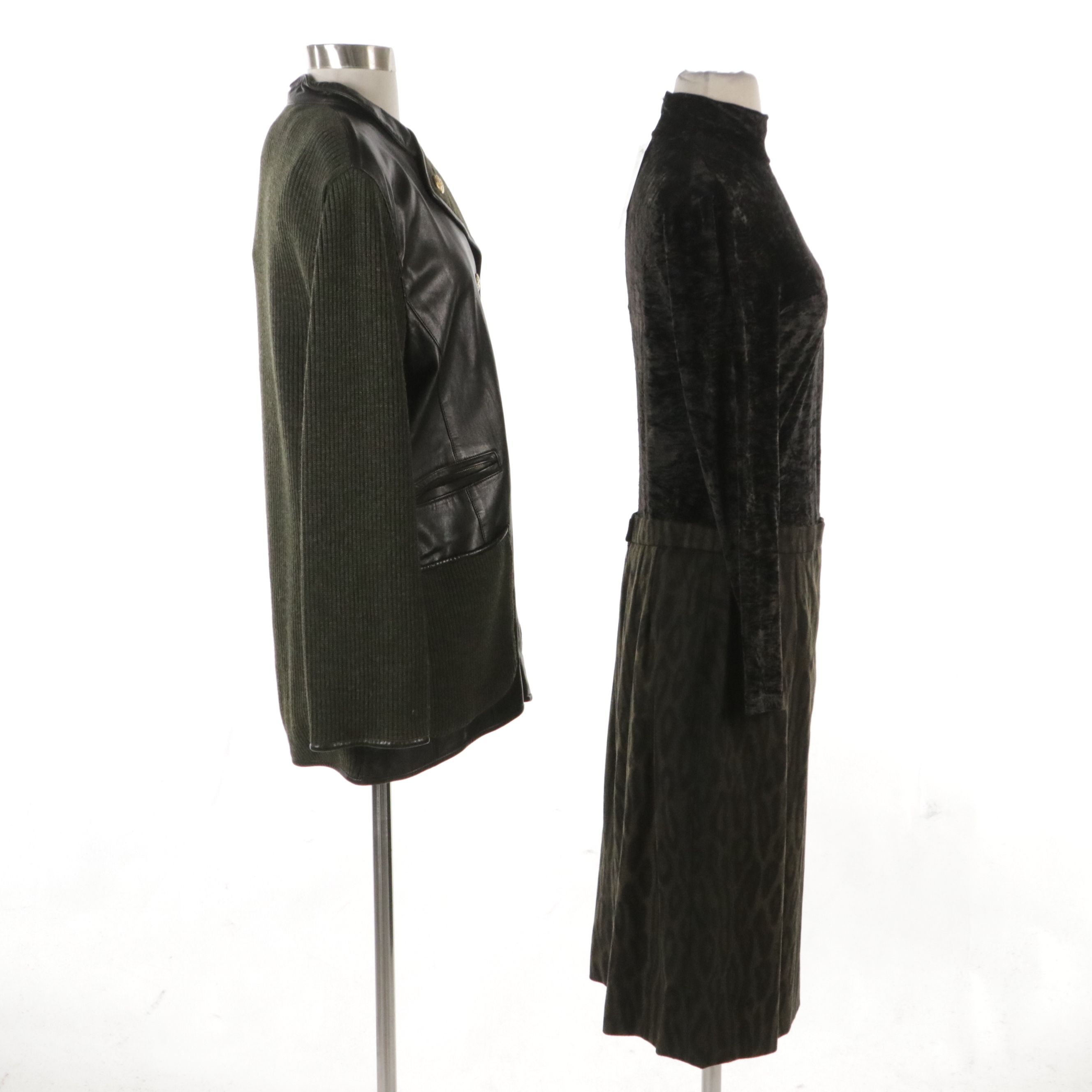 Escada by Margaretha Ley Lambskin and Ribbed Knit Jacket, Bodysuit & Skirt