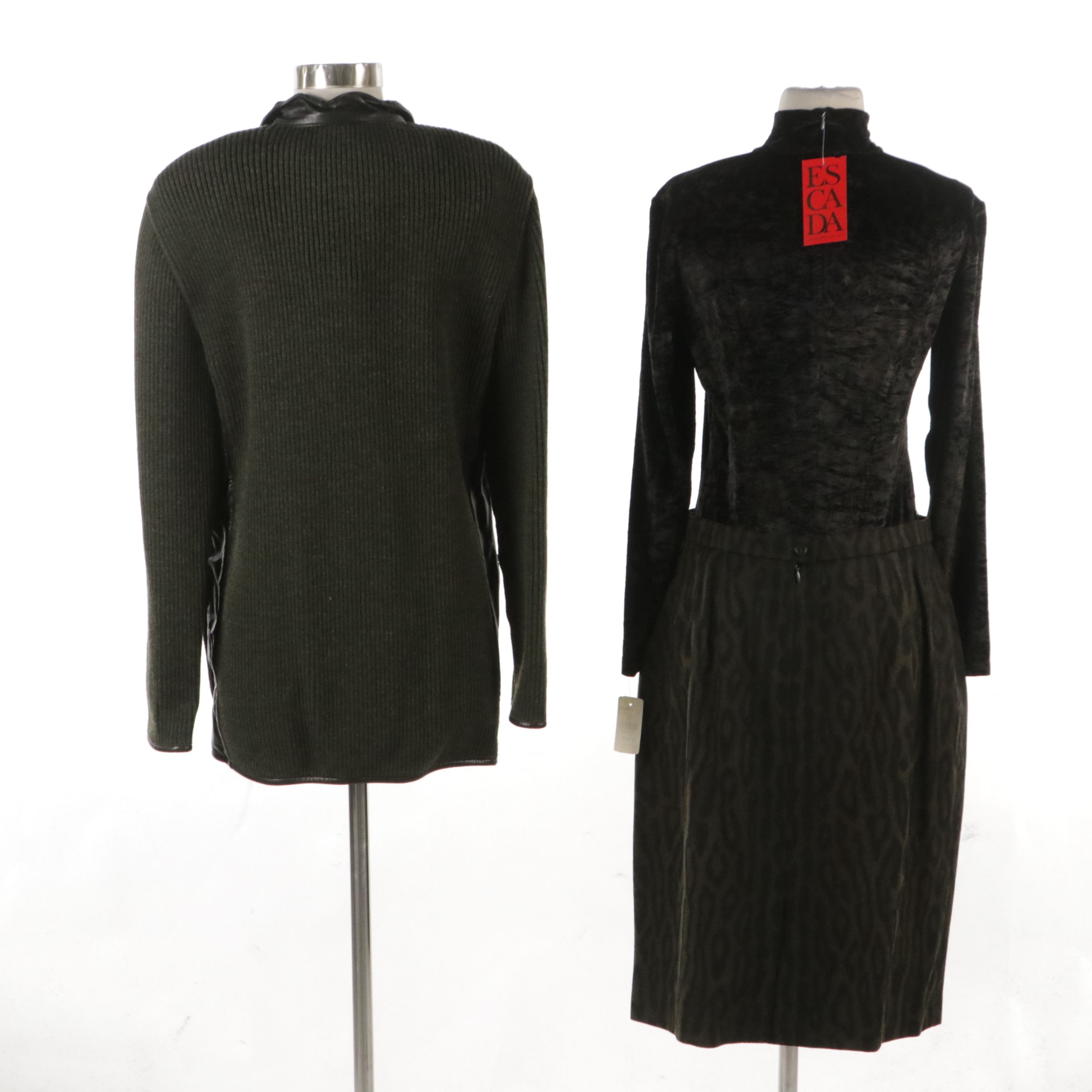 Escada by Margaretha Ley Lambskin and Ribbed Knit Jacket, Bodysuit & Skirt