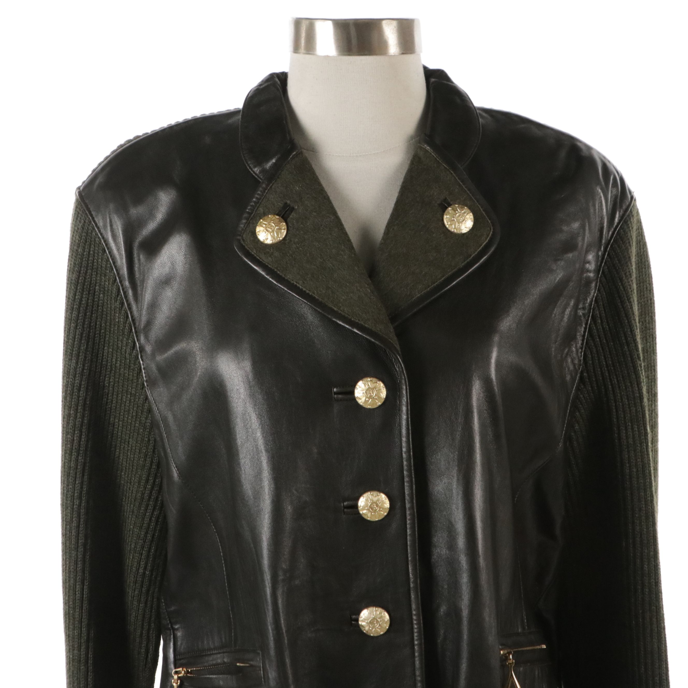 Escada by Margaretha Ley Lambskin and Ribbed Knit Jacket, Bodysuit & Skirt