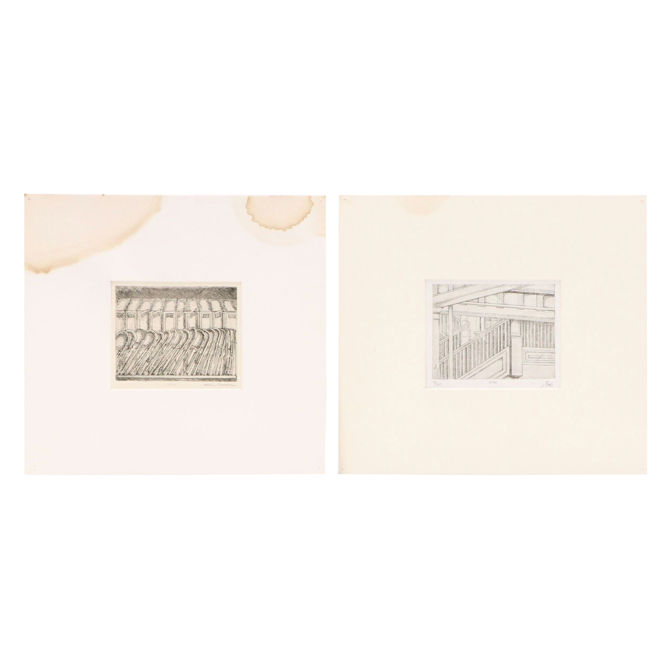 Ethan Tucker and Matt Sullivan Untitled Etchings of Interior Scenes, 1981