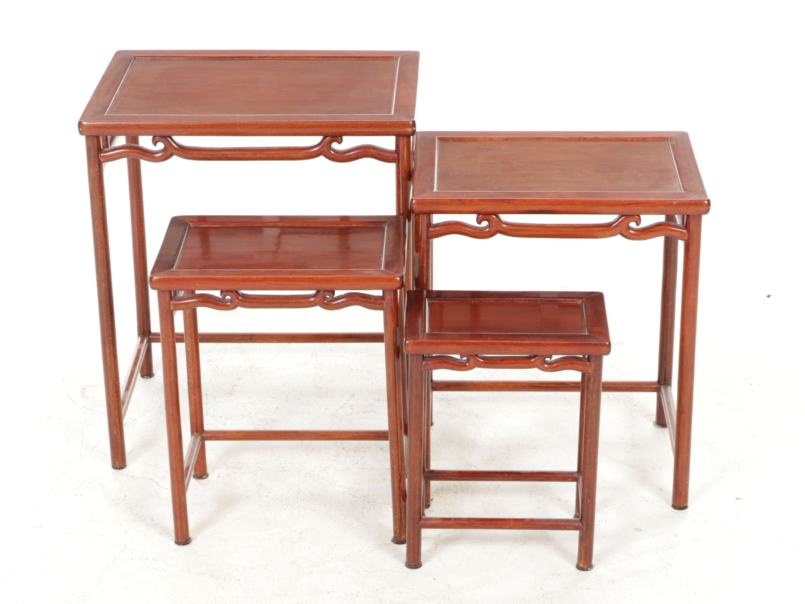 Chinese Carved Hardwood Quartetto Tables