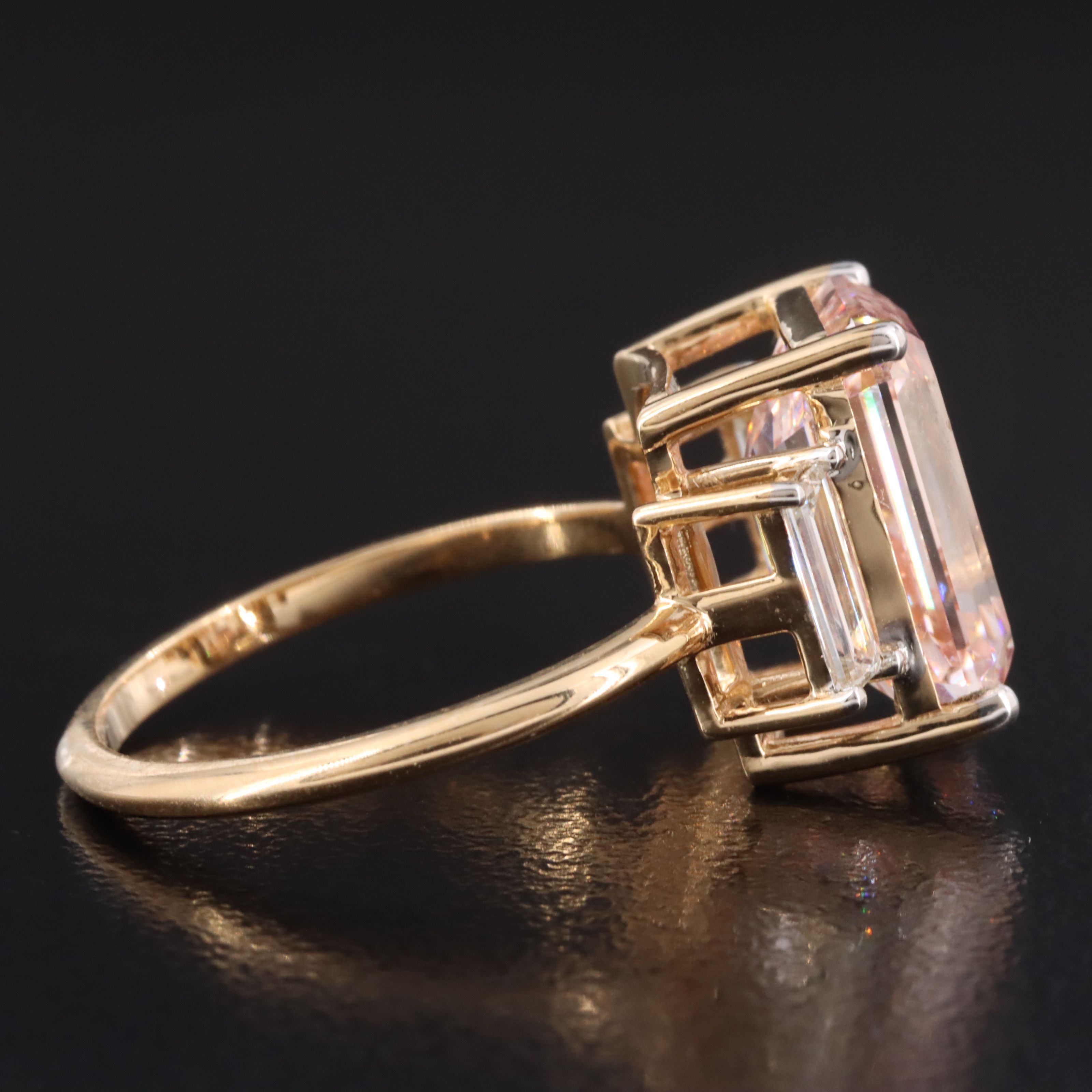 18K 5.53 CTW Lab Grown Diamond Ring with Fancy Intense Pink Center & IGI Report