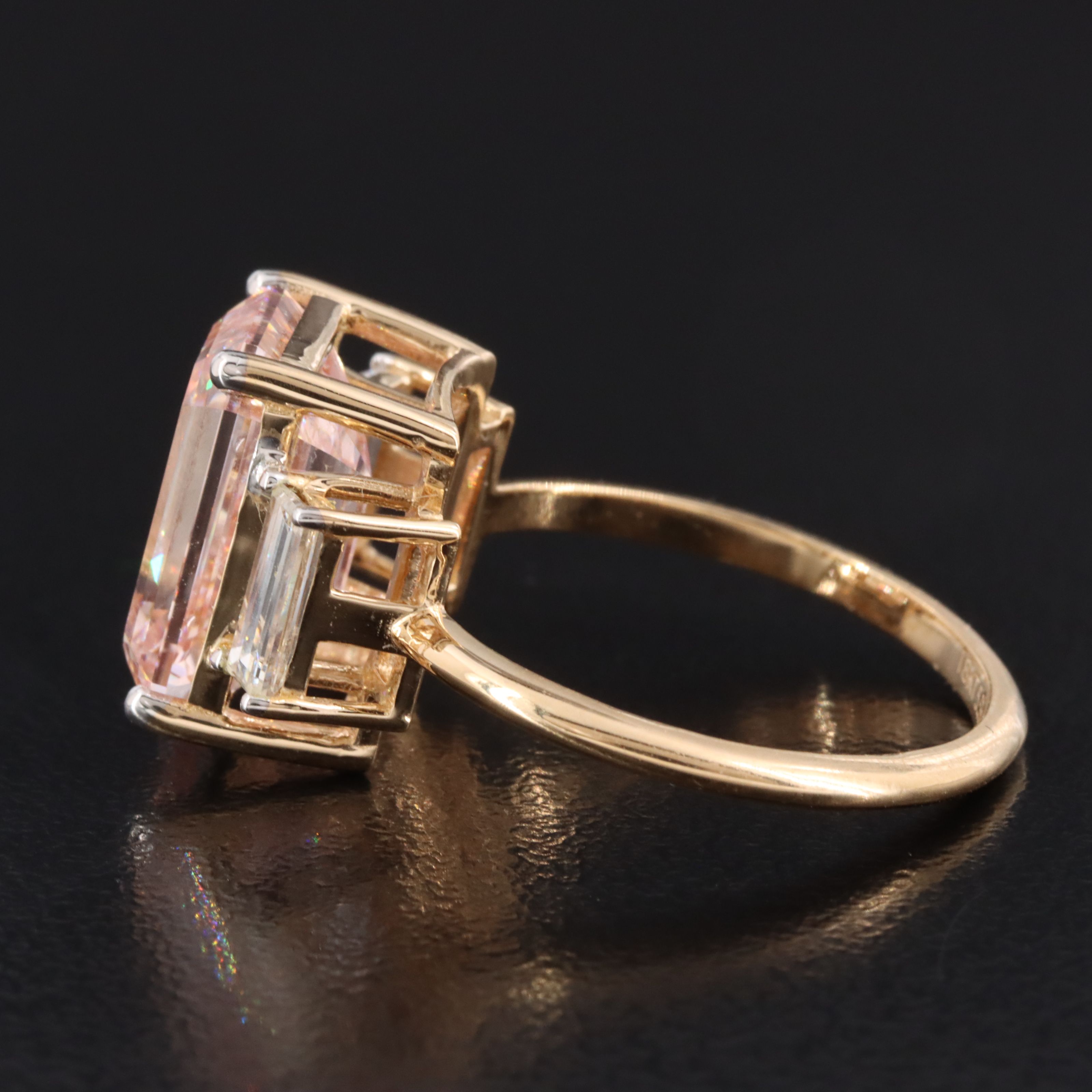 18K 5.53 CTW Lab Grown Diamond Ring with Fancy Intense Pink Center & IGI Report