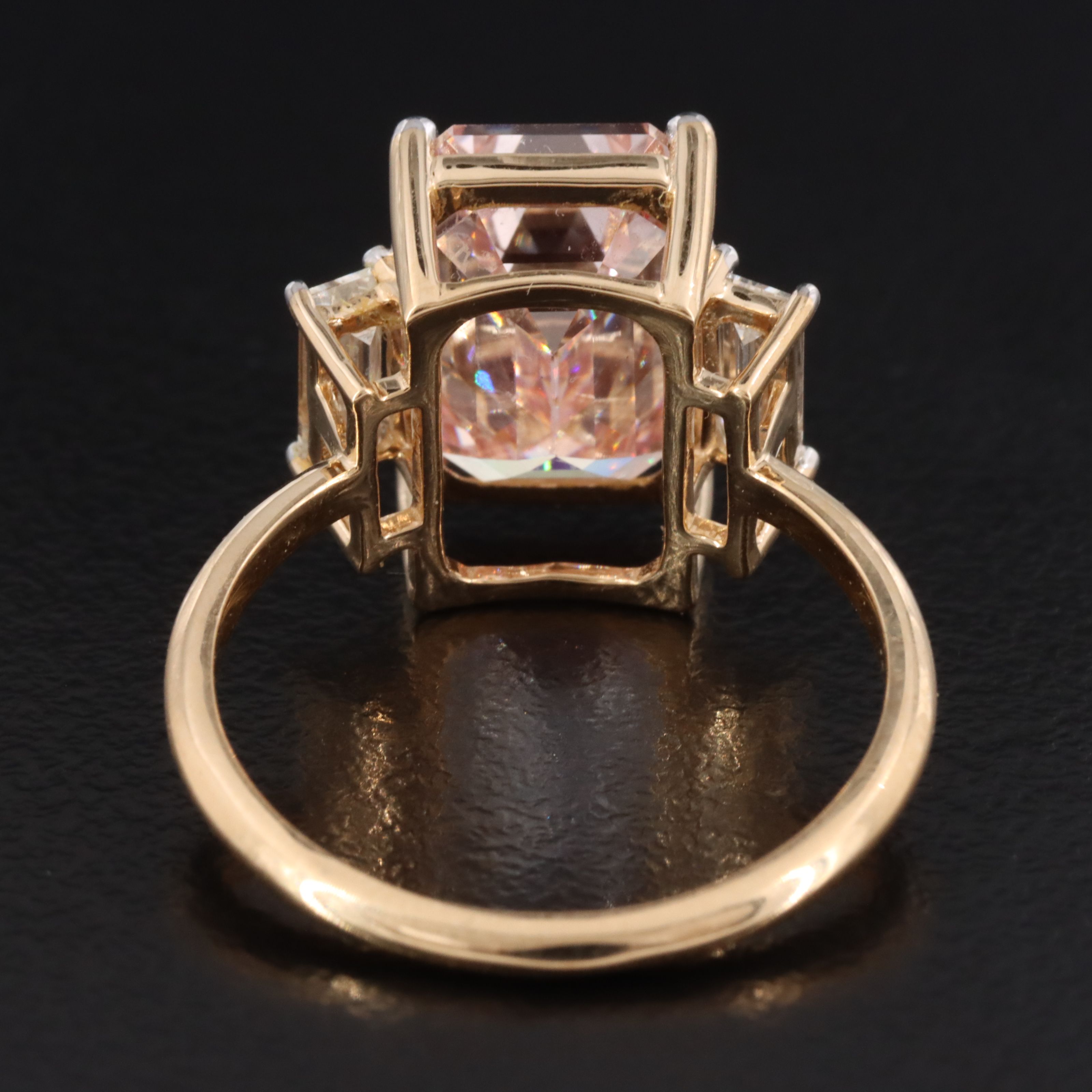 18K 5.53 CTW Lab Grown Diamond Ring with Fancy Intense Pink Center & IGI Report