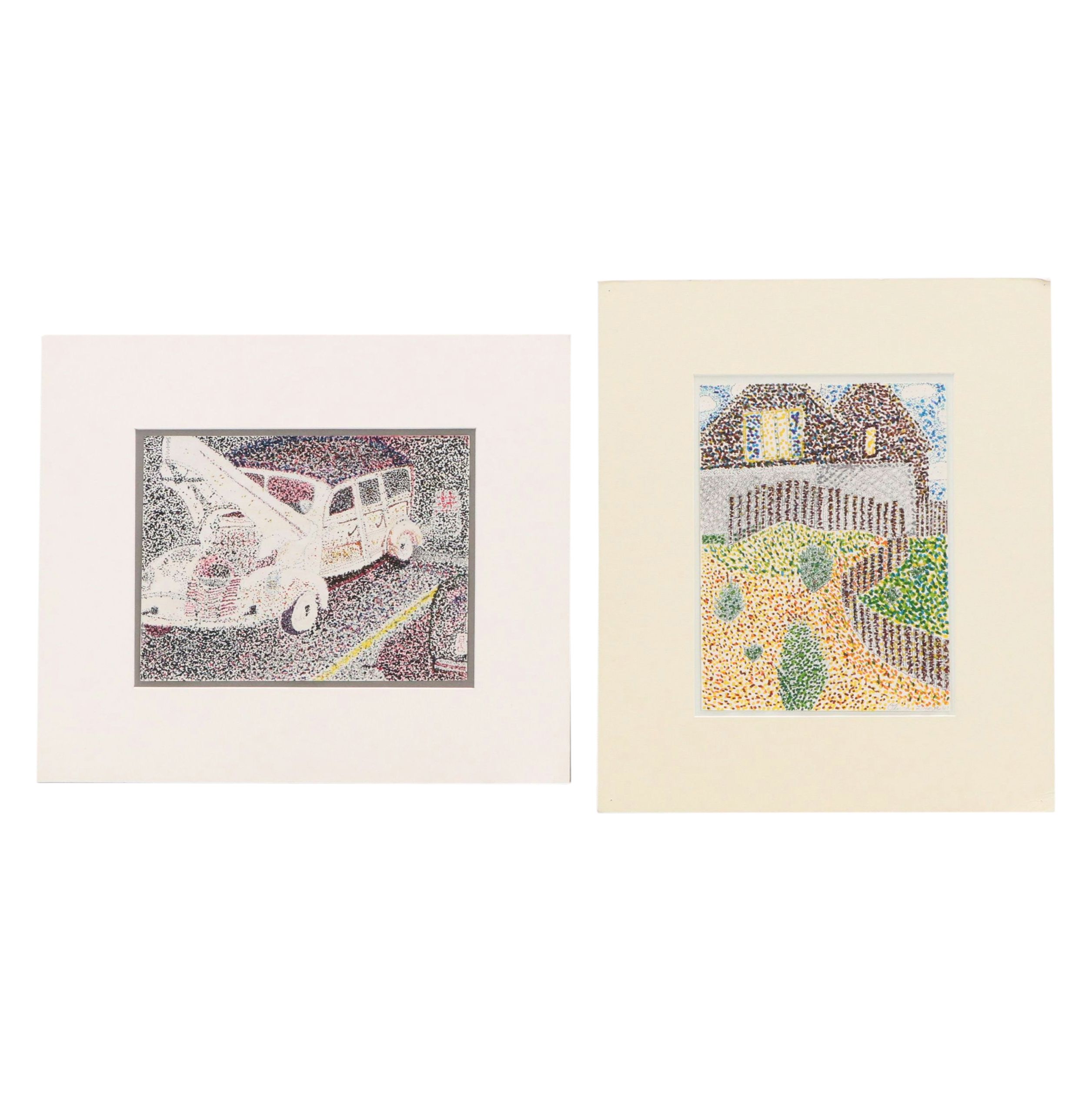 Pointillist Marker Drawings "Landscape #1" and "Untitled," 2007