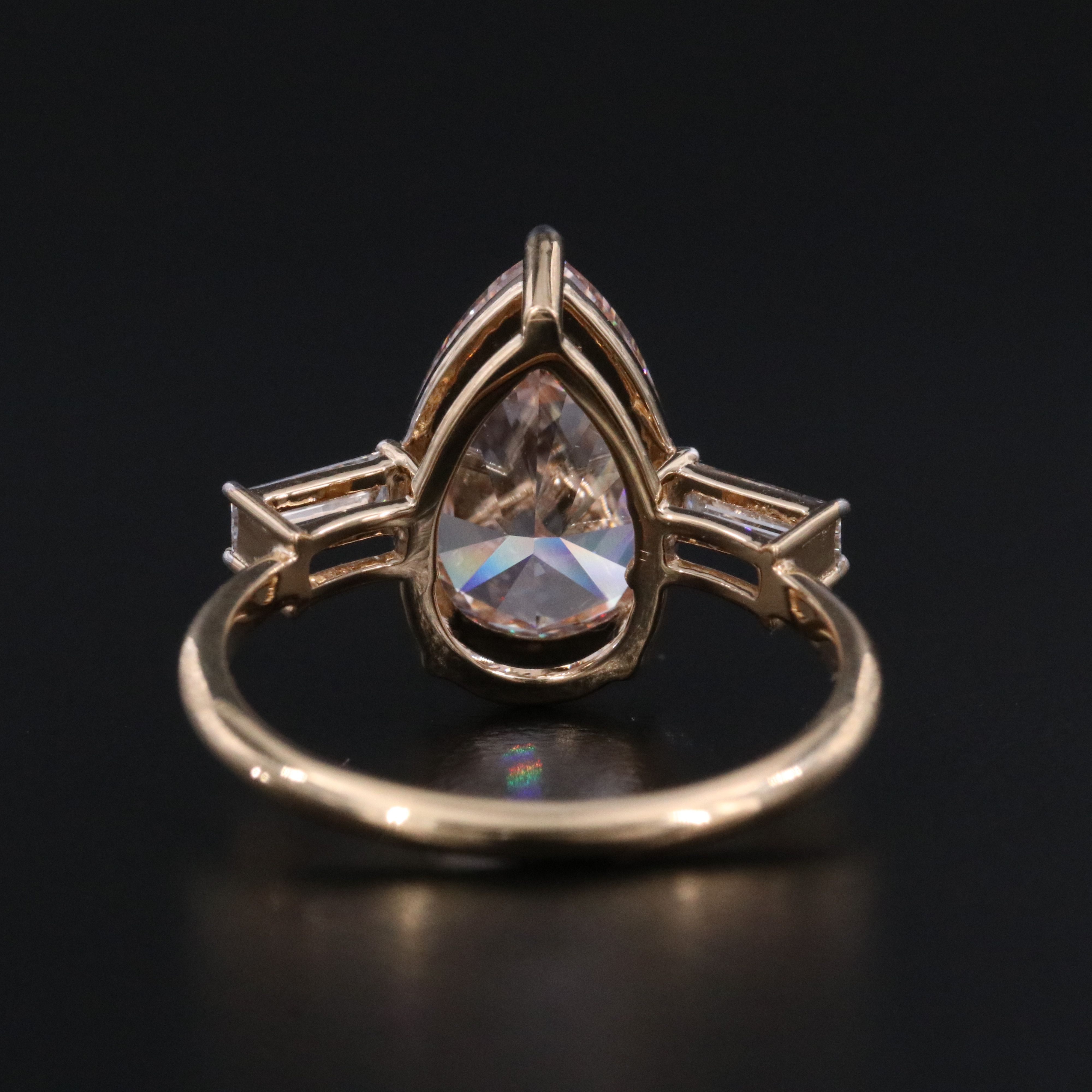 18K 3.74 CTW Lab Grown Diamond Ring with Fancy Intense Pink Center & IGI Report