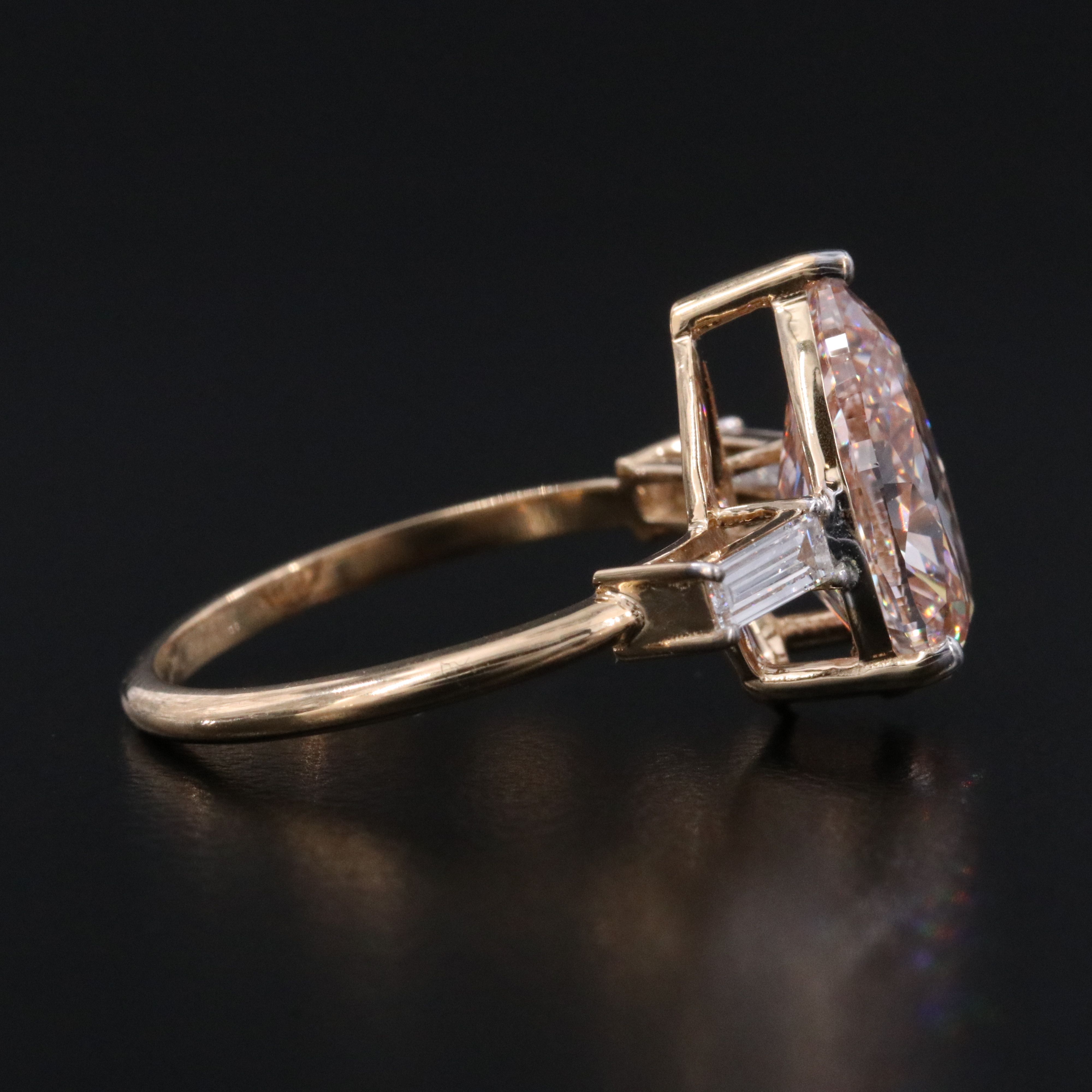 18K 3.74 CTW Lab Grown Diamond Ring with Fancy Intense Pink Center & IGI Report