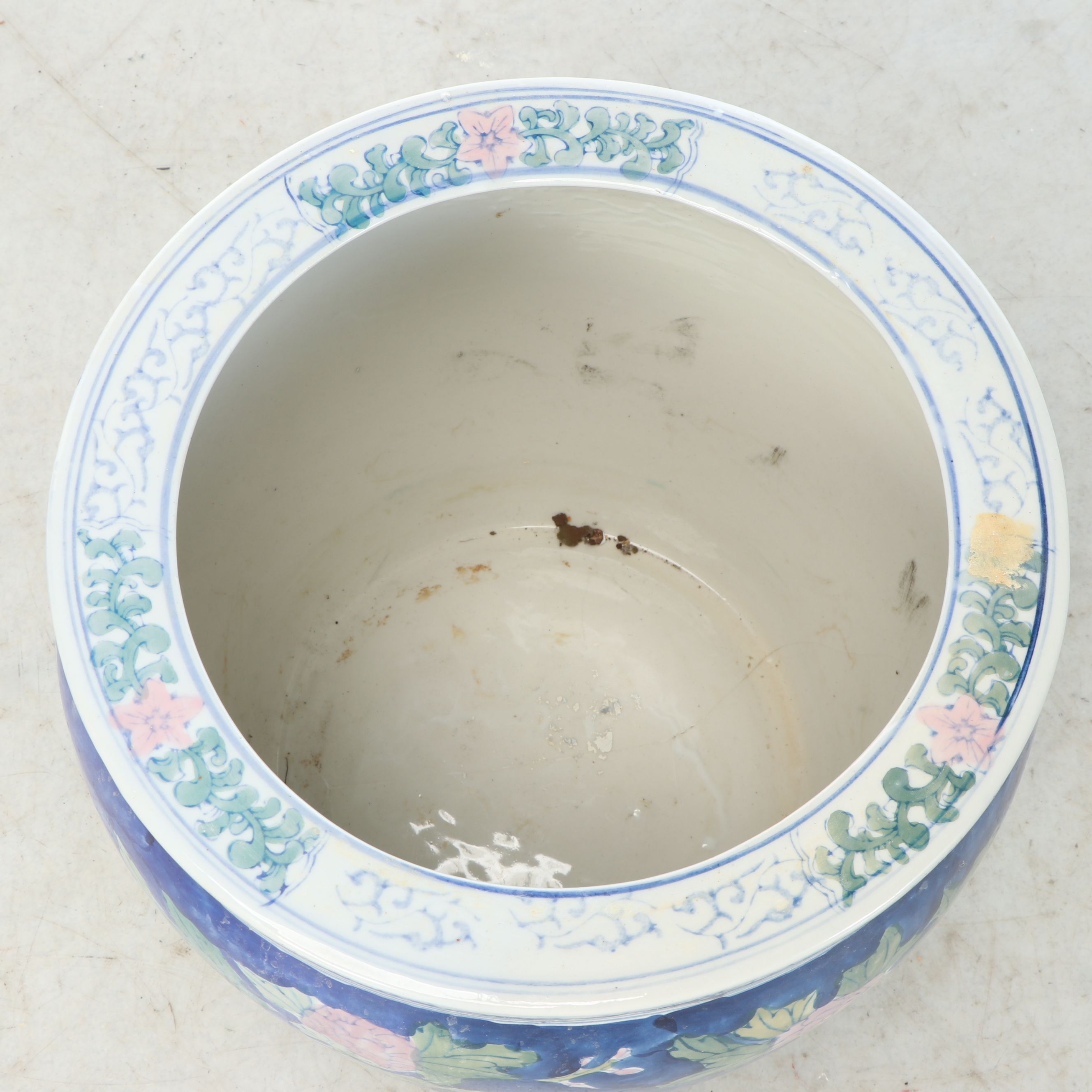 Chinese Porcelain Fish Bowl, Mid to Late 20th Century