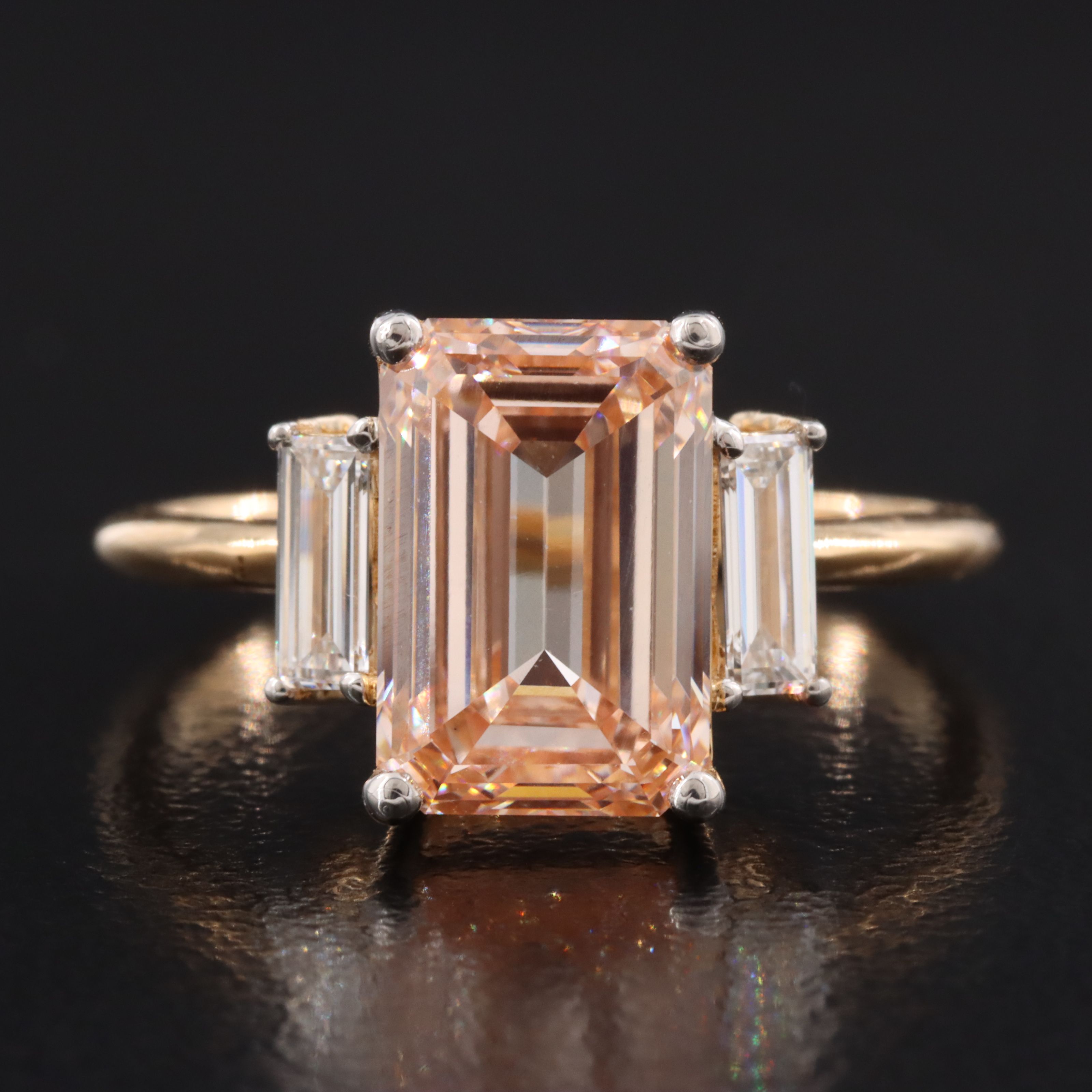 18K 3.34 CTW Lab Grown Diamond Ring w/ Fancy Intense Pink Center and IGI Report