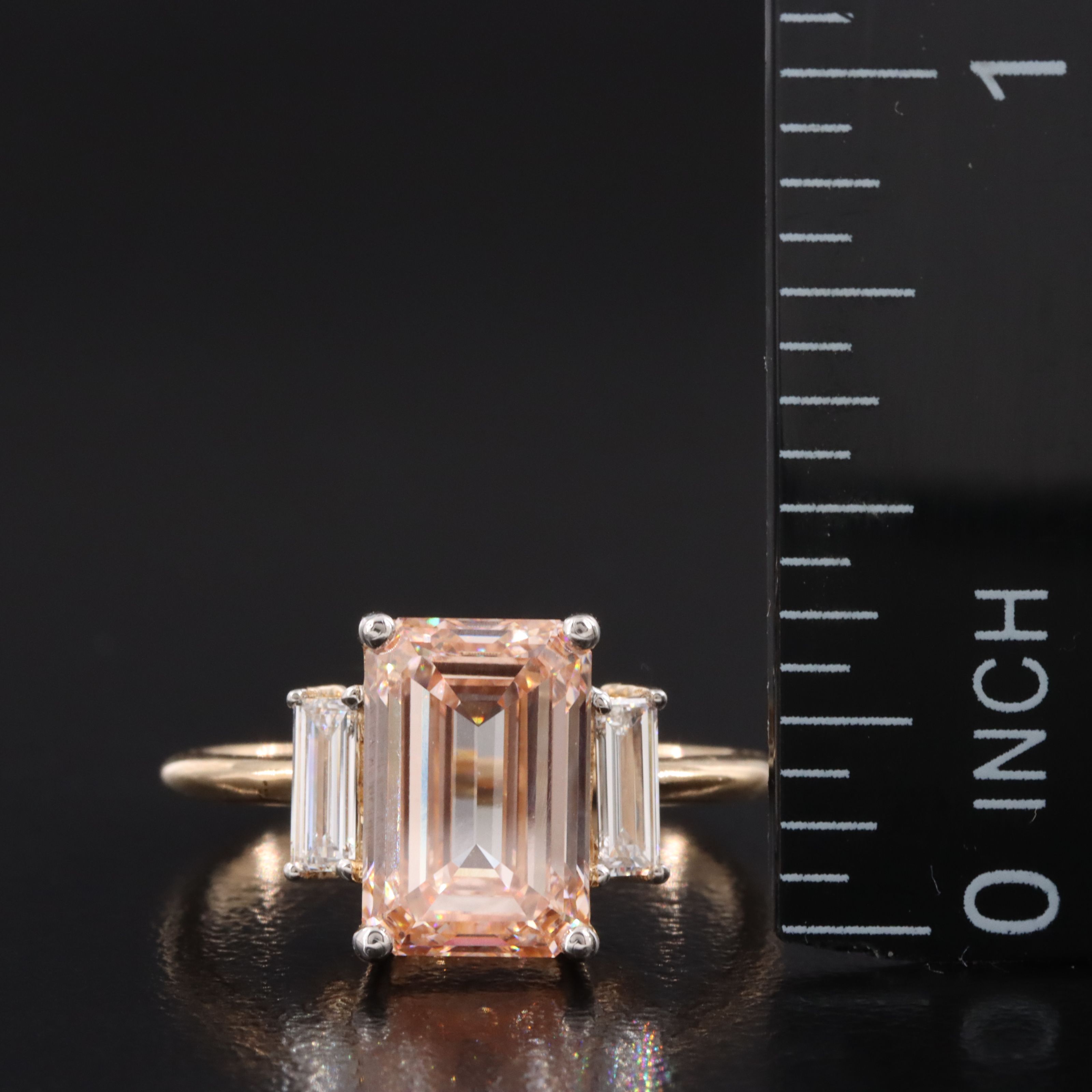 18K 3.34 CTW Lab Grown Diamond Ring w/ Fancy Intense Pink Center and IGI Report