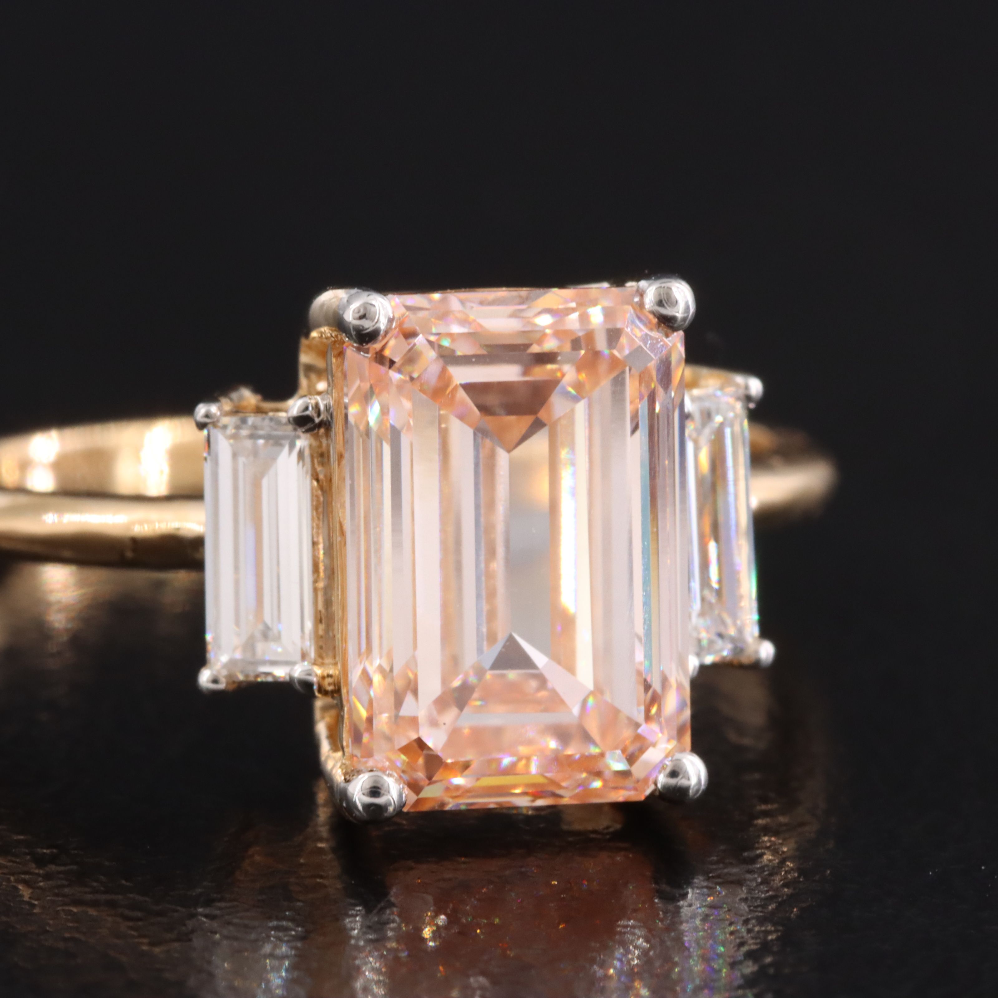 18K 3.34 CTW Lab Grown Diamond Ring w/ Fancy Intense Pink Center and IGI Report