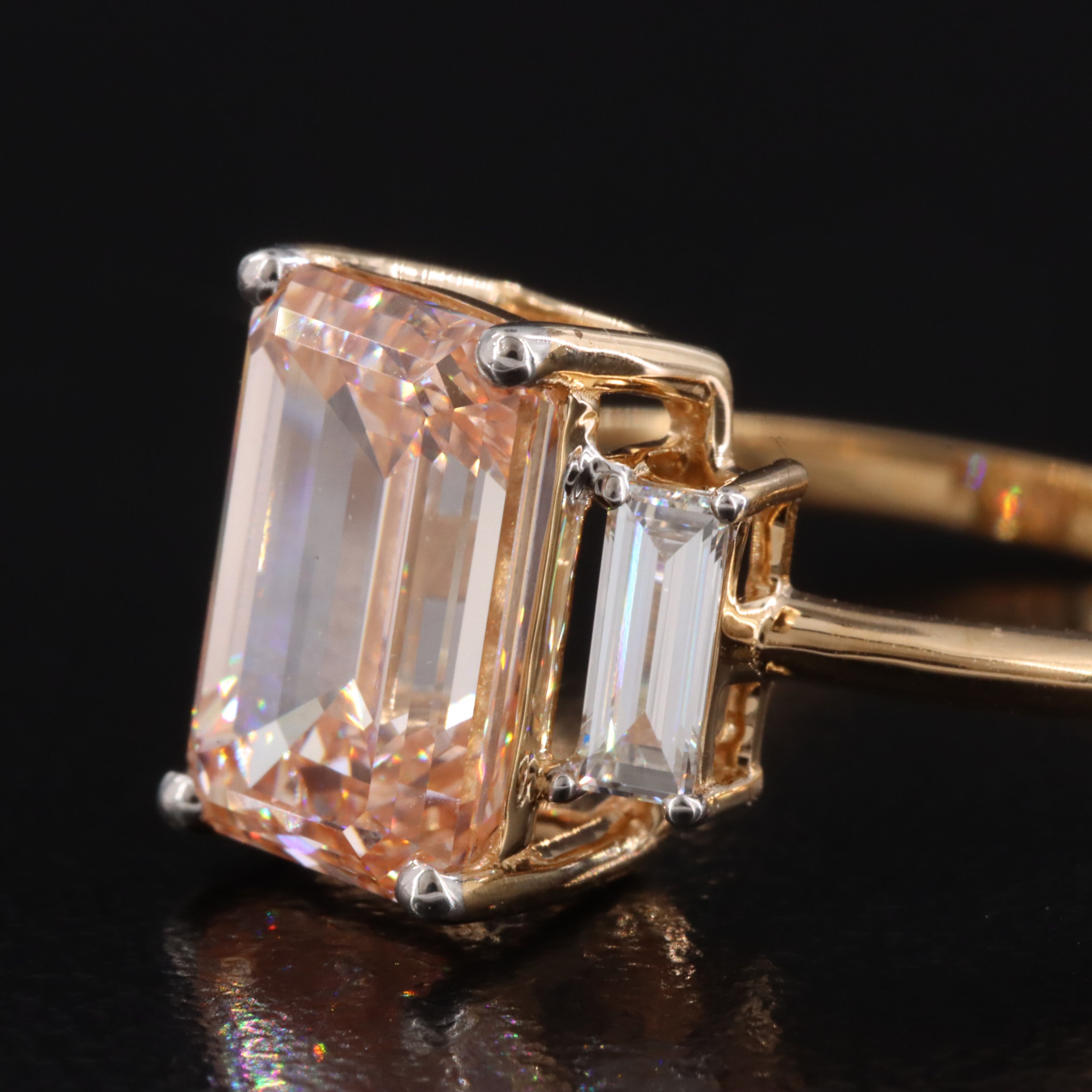 18K 3.34 CTW Lab Grown Diamond Ring w/ Fancy Intense Pink Center and IGI Report