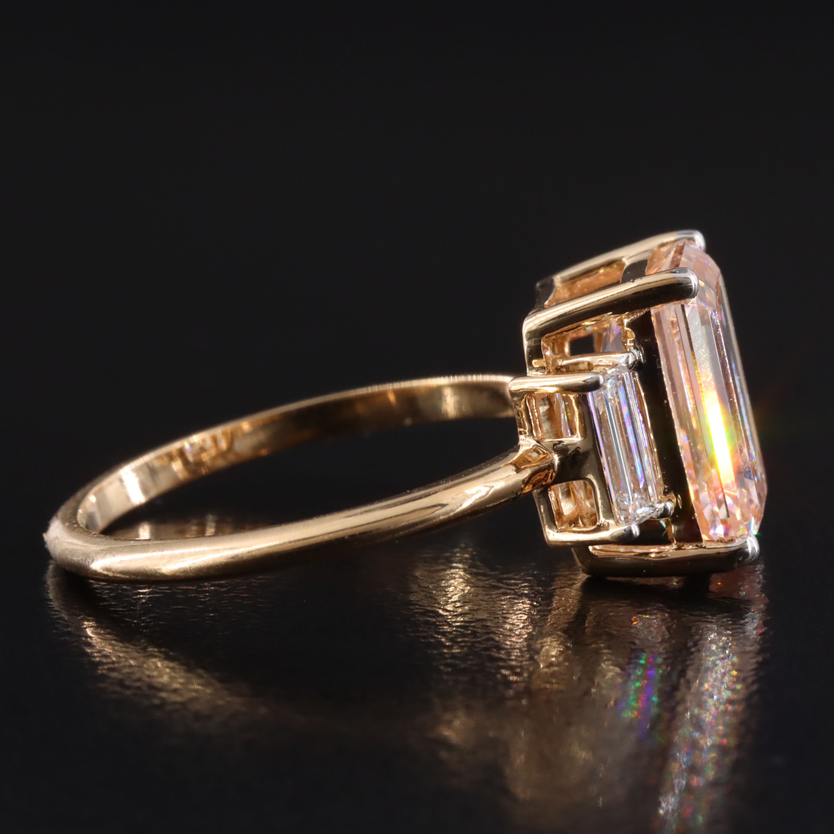 18K 3.34 CTW Lab Grown Diamond Ring w/ Fancy Intense Pink Center and IGI Report