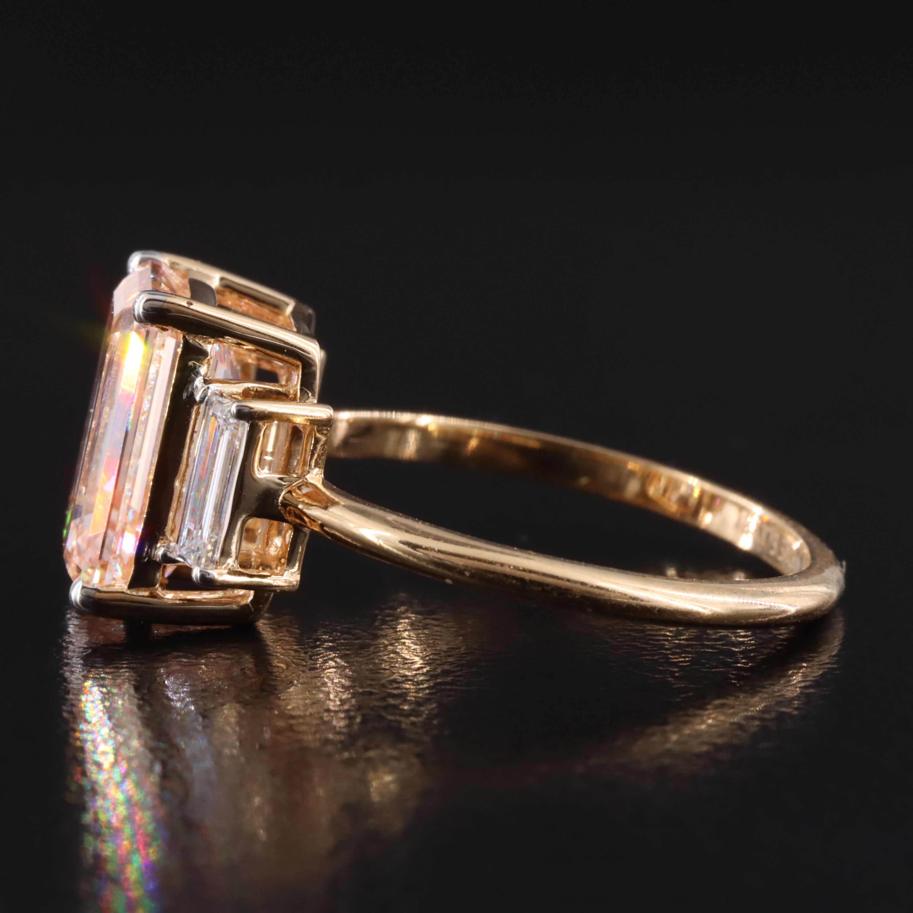 18K 3.34 CTW Lab Grown Diamond Ring w/ Fancy Intense Pink Center and IGI Report