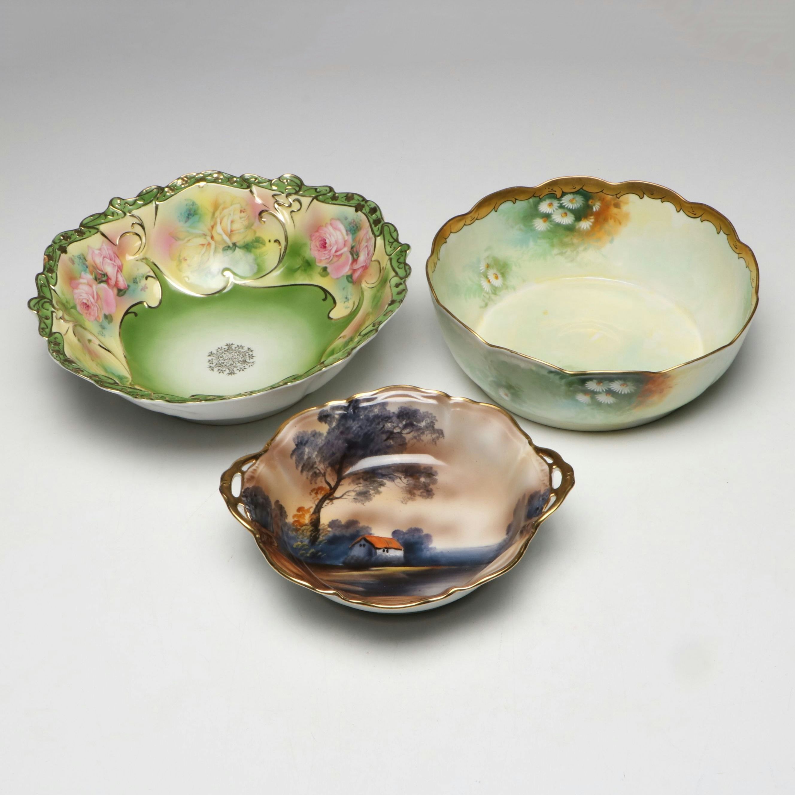 Jean Pouyat with Royal Bayreuth and Noritake Porcelain Bowls