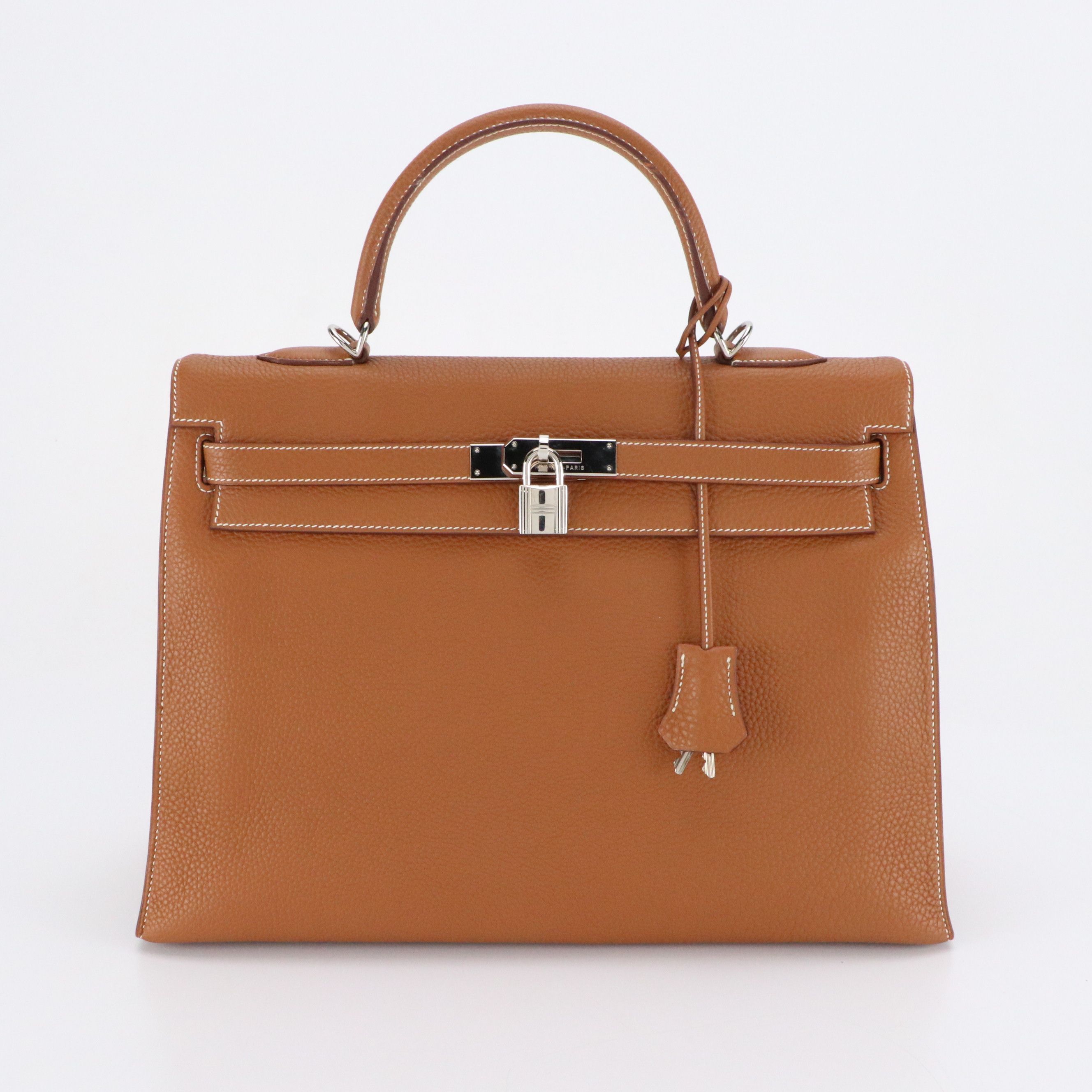 Hermès Kelly 35 Satchel in Caramel Brown Clemence Leather