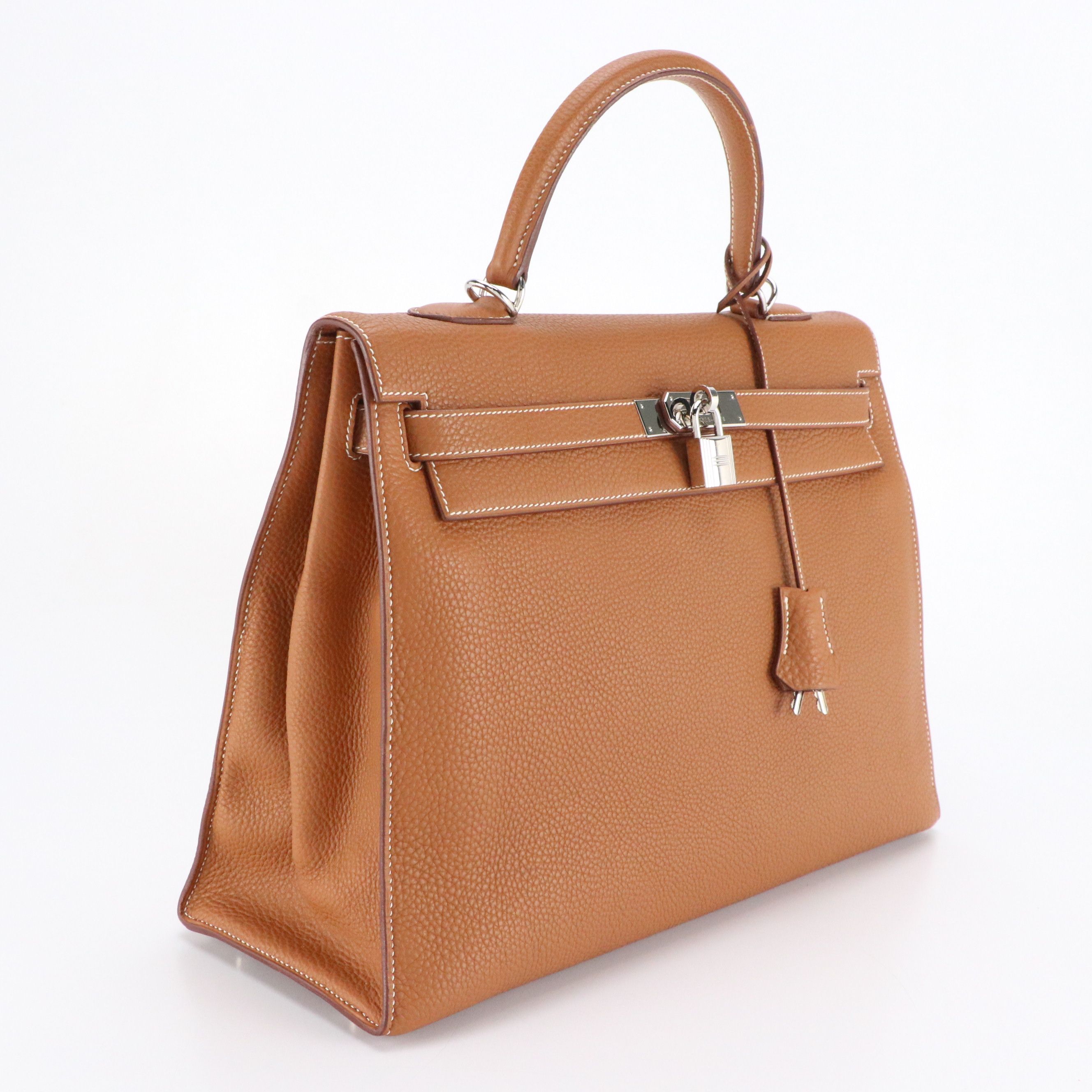 Hermès Kelly 35 Satchel in Caramel Brown Clemence Leather
