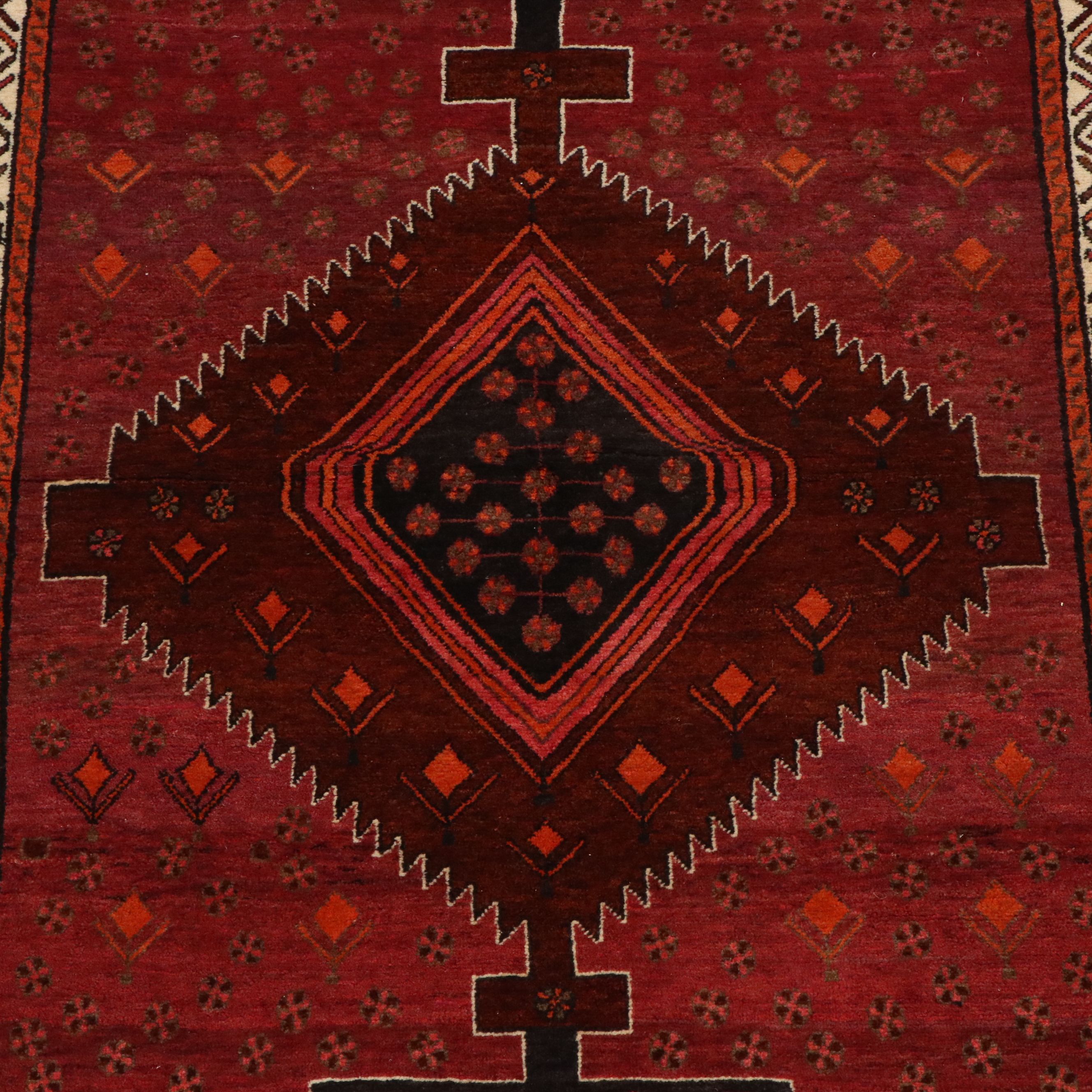 4'5 x 7'3 Hand-Knotted Persian Kurdish Area Rug
