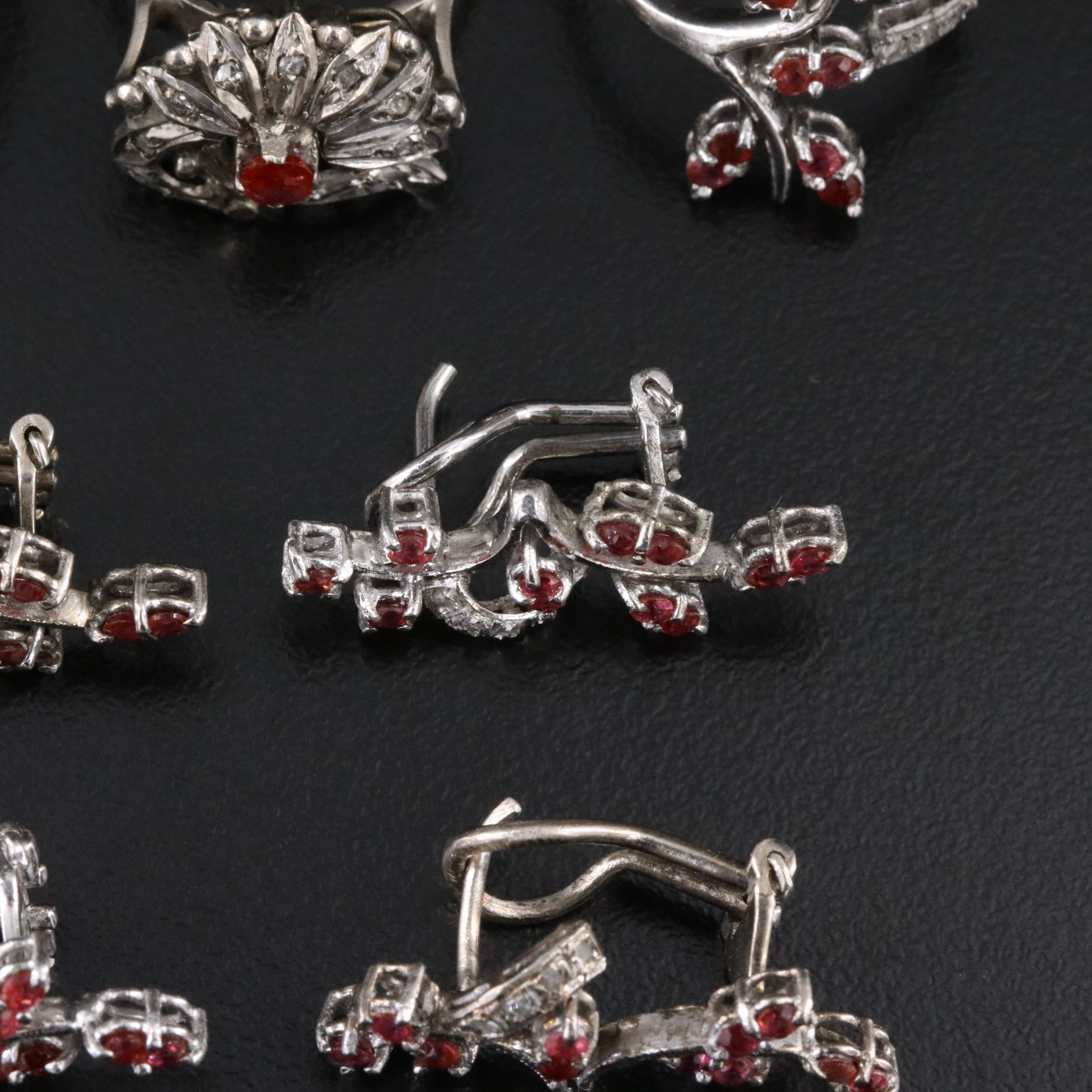 850 Silver Ring and 800 Silver Jewelry Collection Featuring Ruby and Diamond