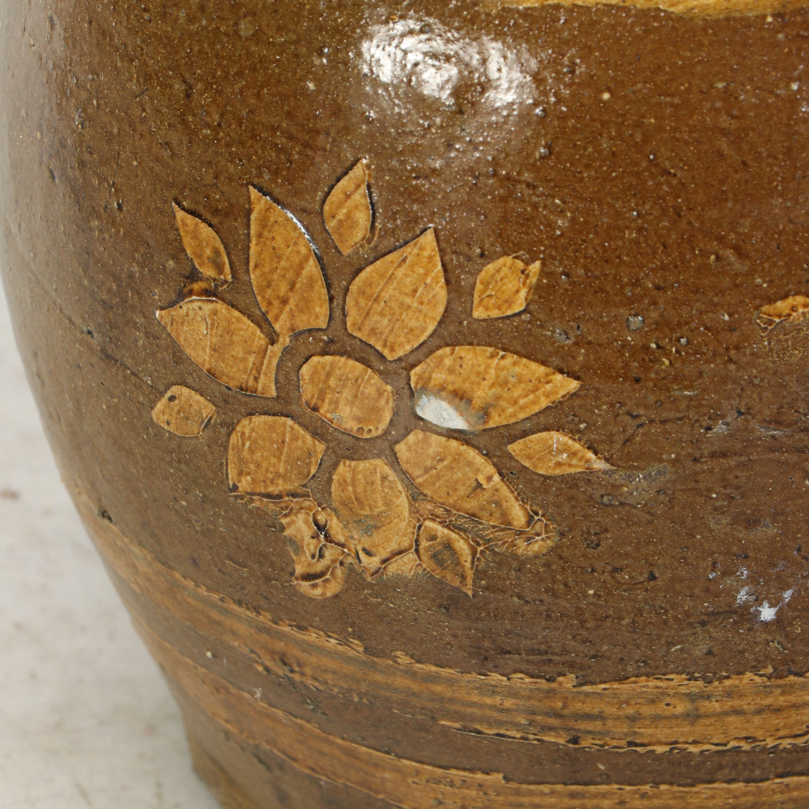 Primitive Glazed Stoneware Jar, 19th Century