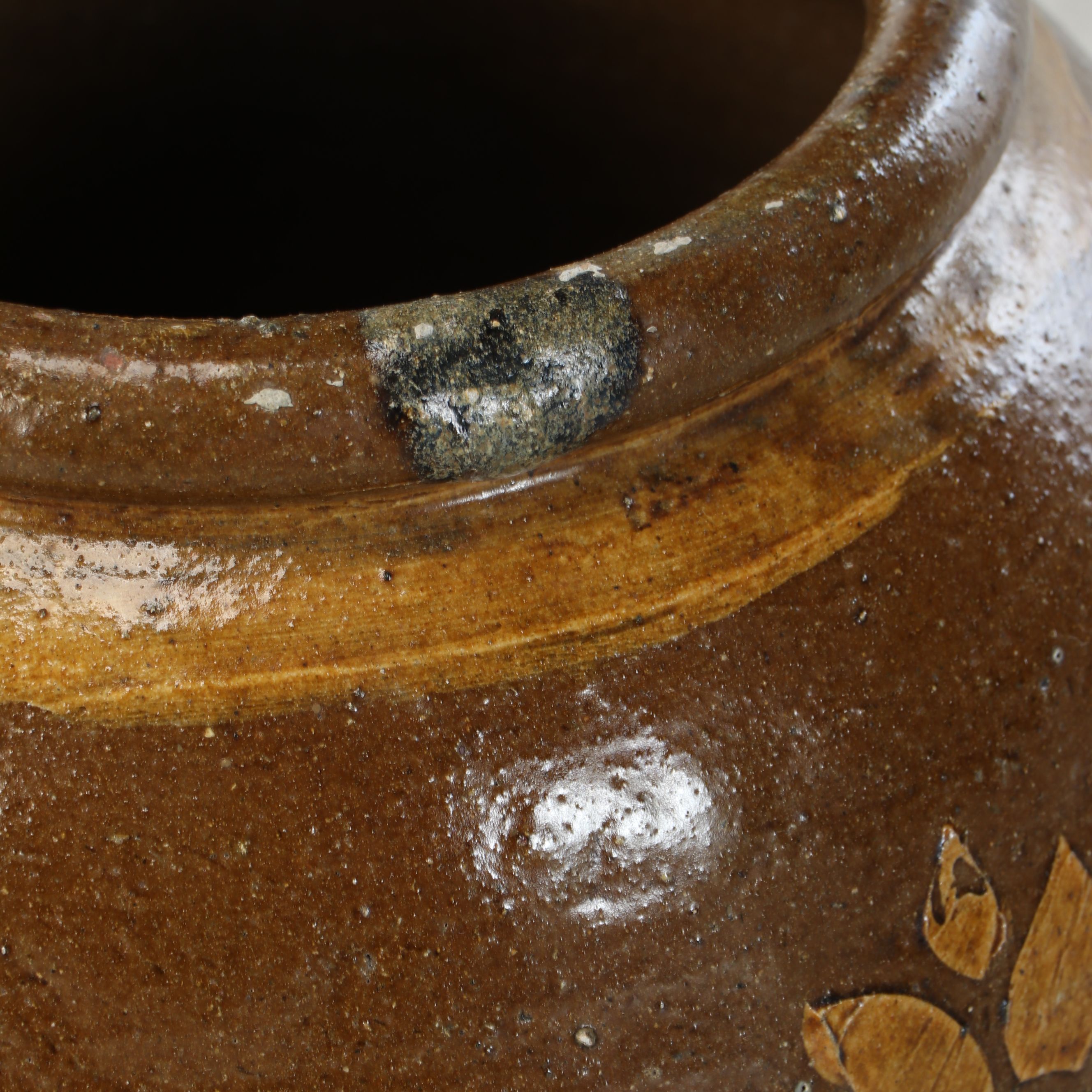 Primitive Glazed Stoneware Jar, 19th Century
