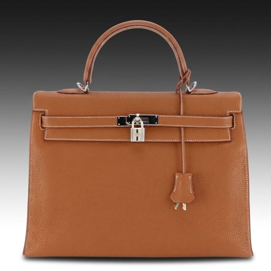 Hermès Kelly 35 Satchel in Caramel Brown Clemence Leather