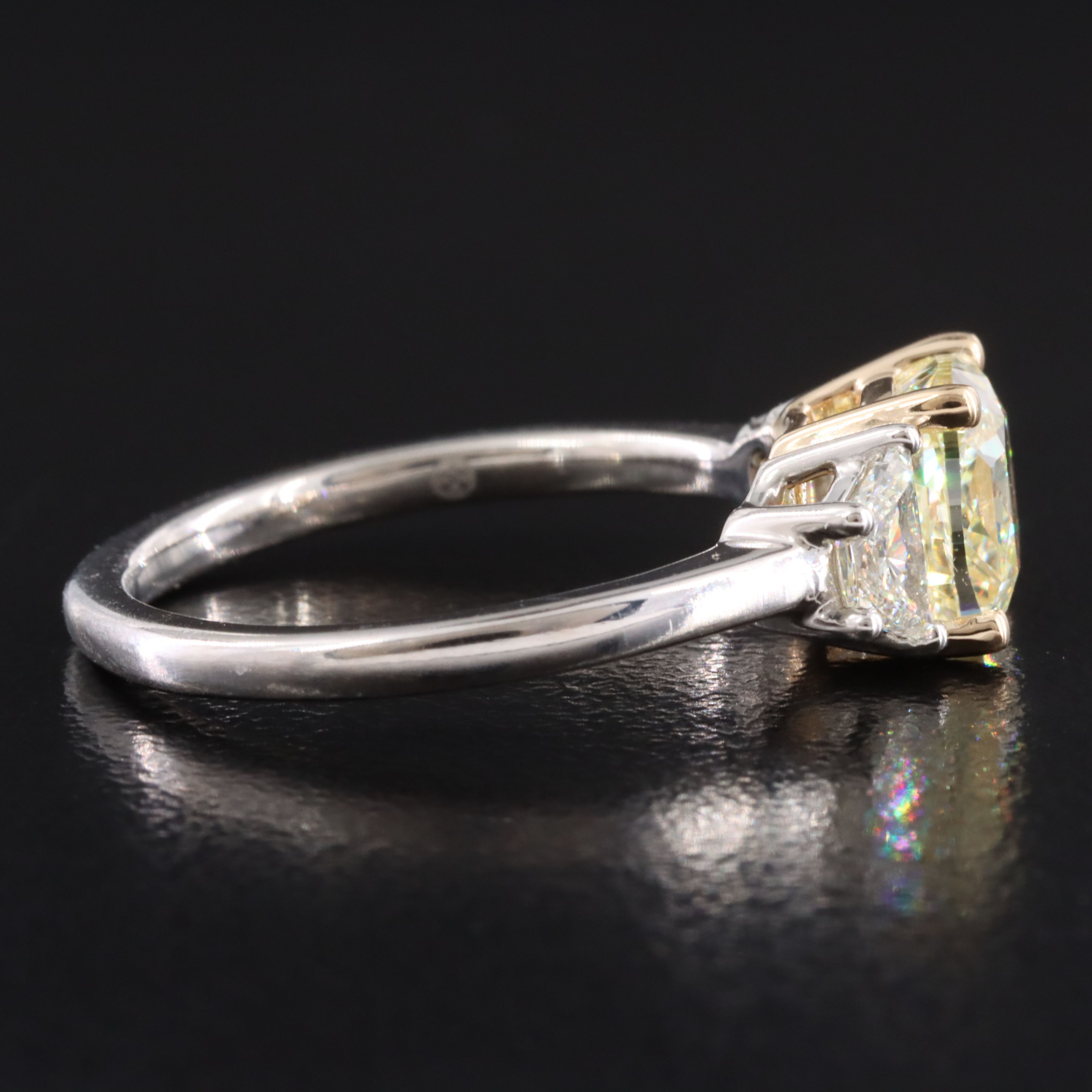 Platinum 2.44 CTW Diamond Ring with Fancy Light Yellow Center and GIA Report