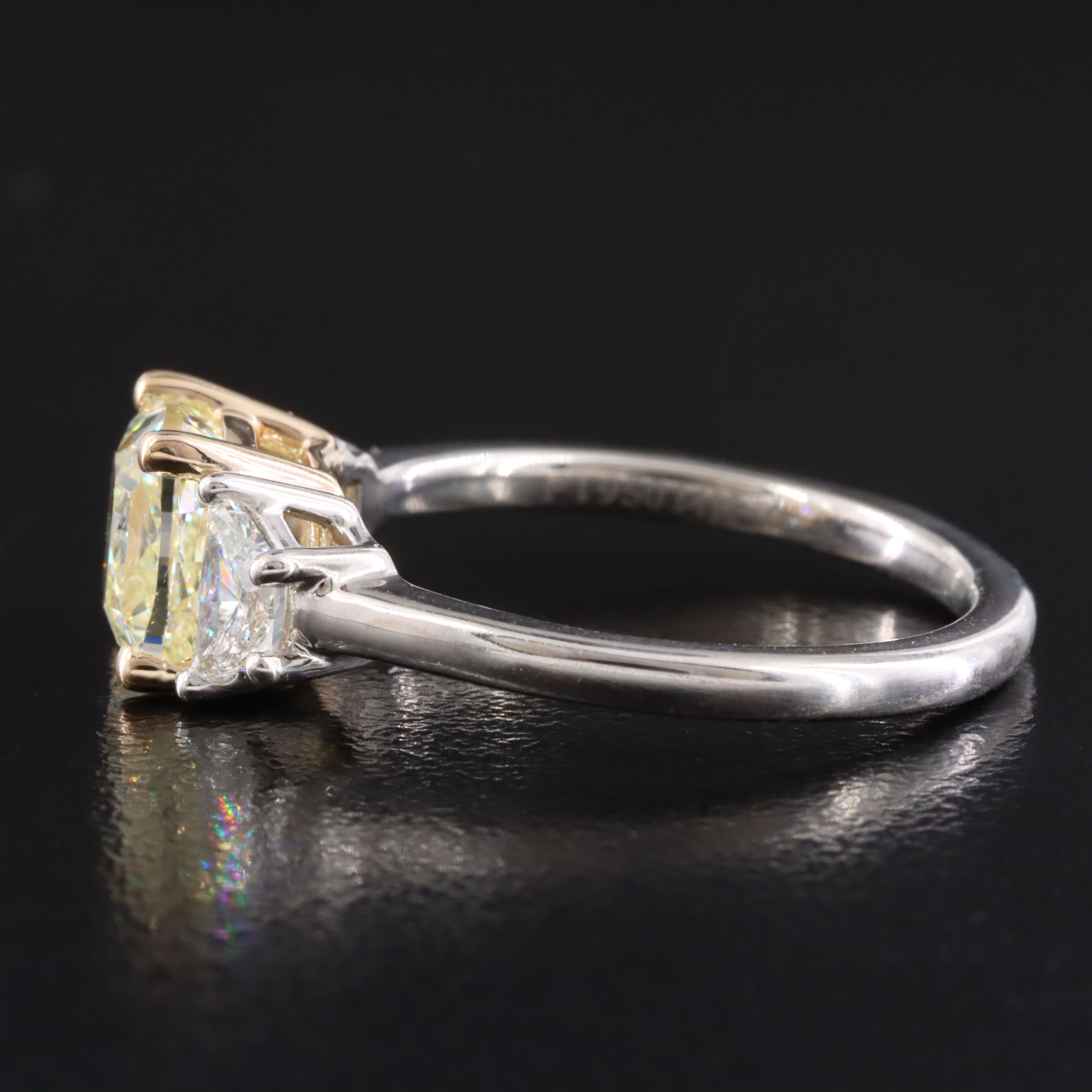 Platinum 2.44 CTW Diamond Ring with Fancy Light Yellow Center and GIA Report